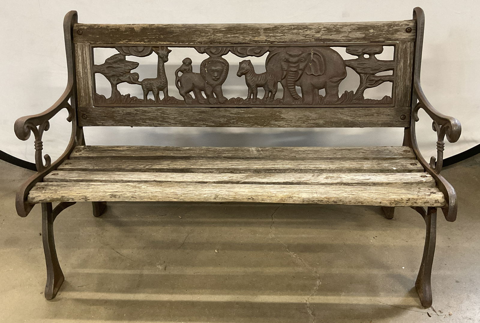 Vintage Animal Iron & Wood Childrens Bench (1 of 8)