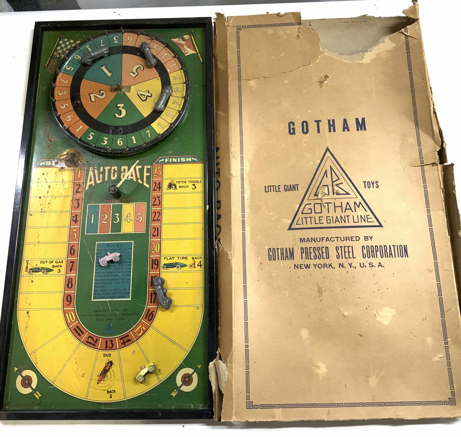 Antq Gotham Press Auto Race Game W Org Box (1 of 8)
