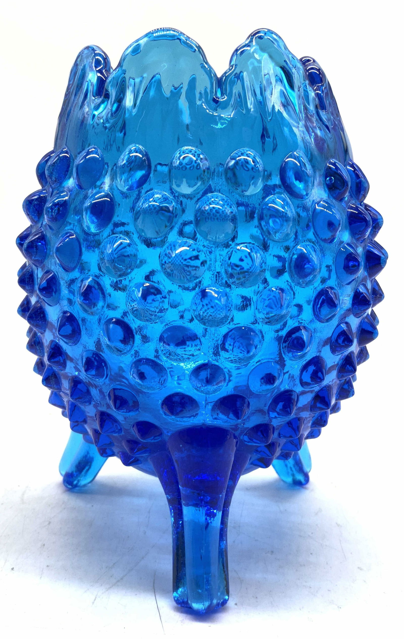 Fenton Vtg Colonial Blue Hobnail 3 Ftd Egg Vse (1 of 8)