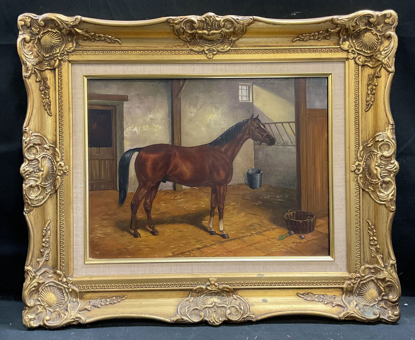 Signed Nadler Horse Equestrian Oil Painting (1 of 6)