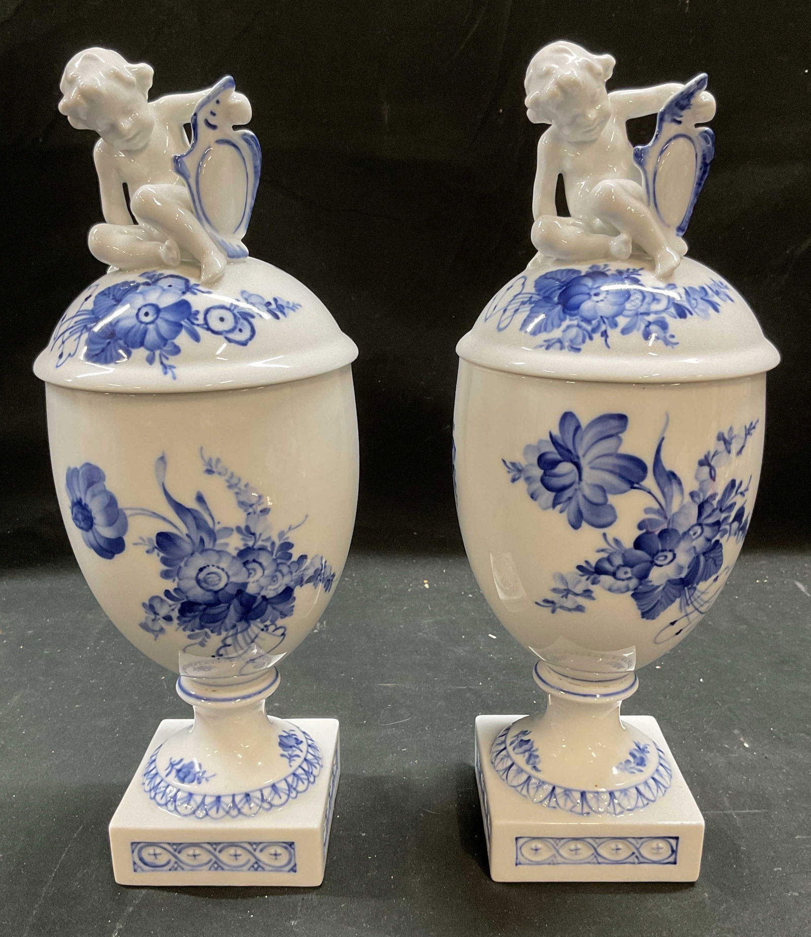 Pair Royal Copenhagen Porcelain Cherub Urns (1 of 7)