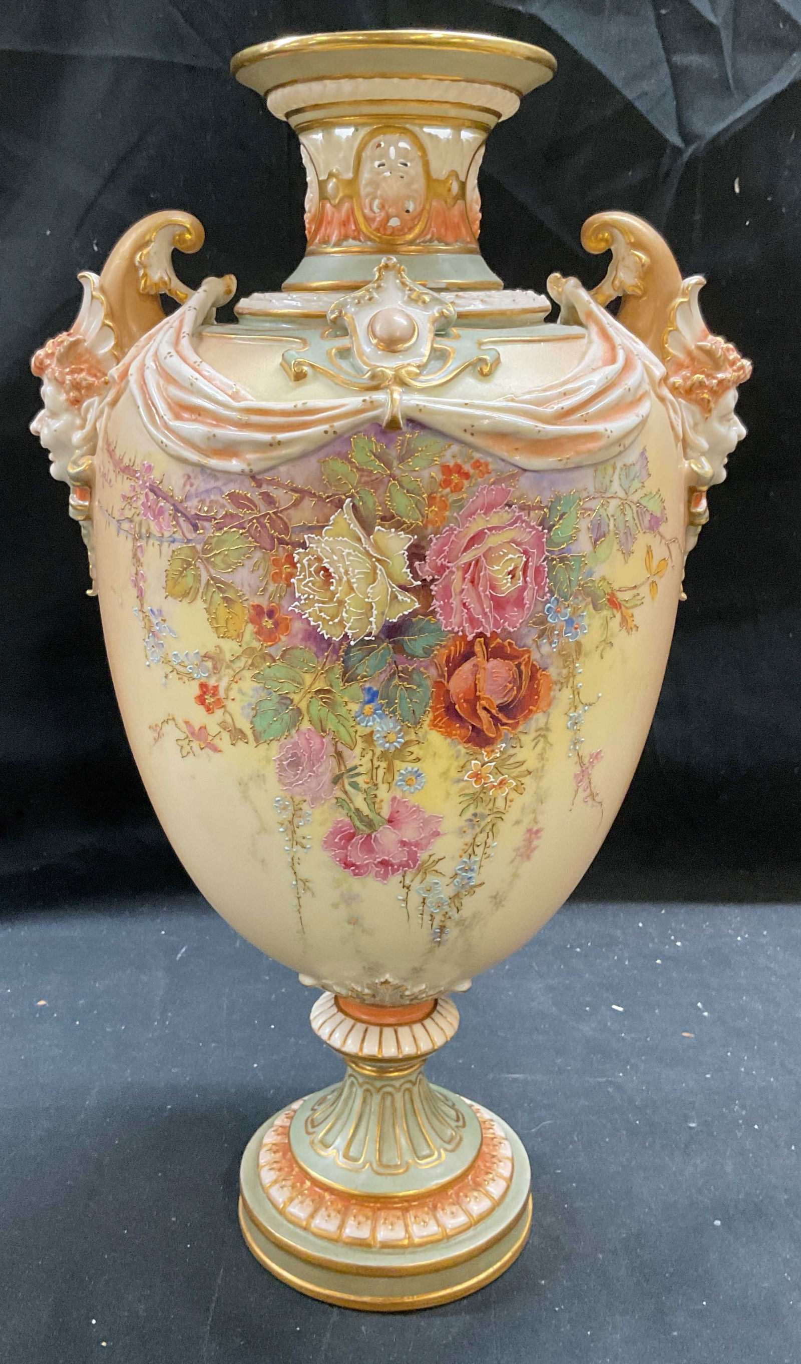 Antq Royal Worcester Hale Porc Urn Vase 15.5 In T (1 of 8)