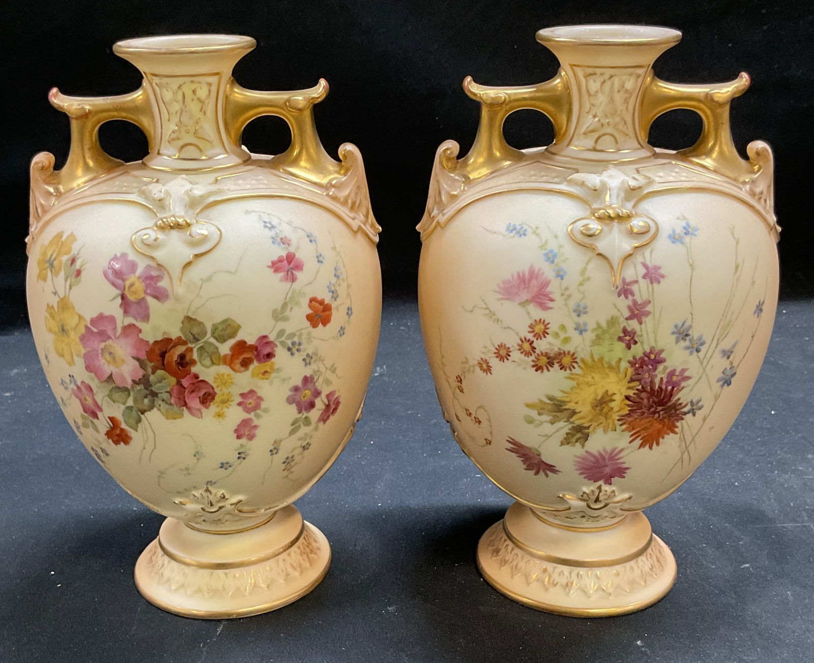 Pair Antq Royal Worcester Porcelain Urn Vases (1 of 6)