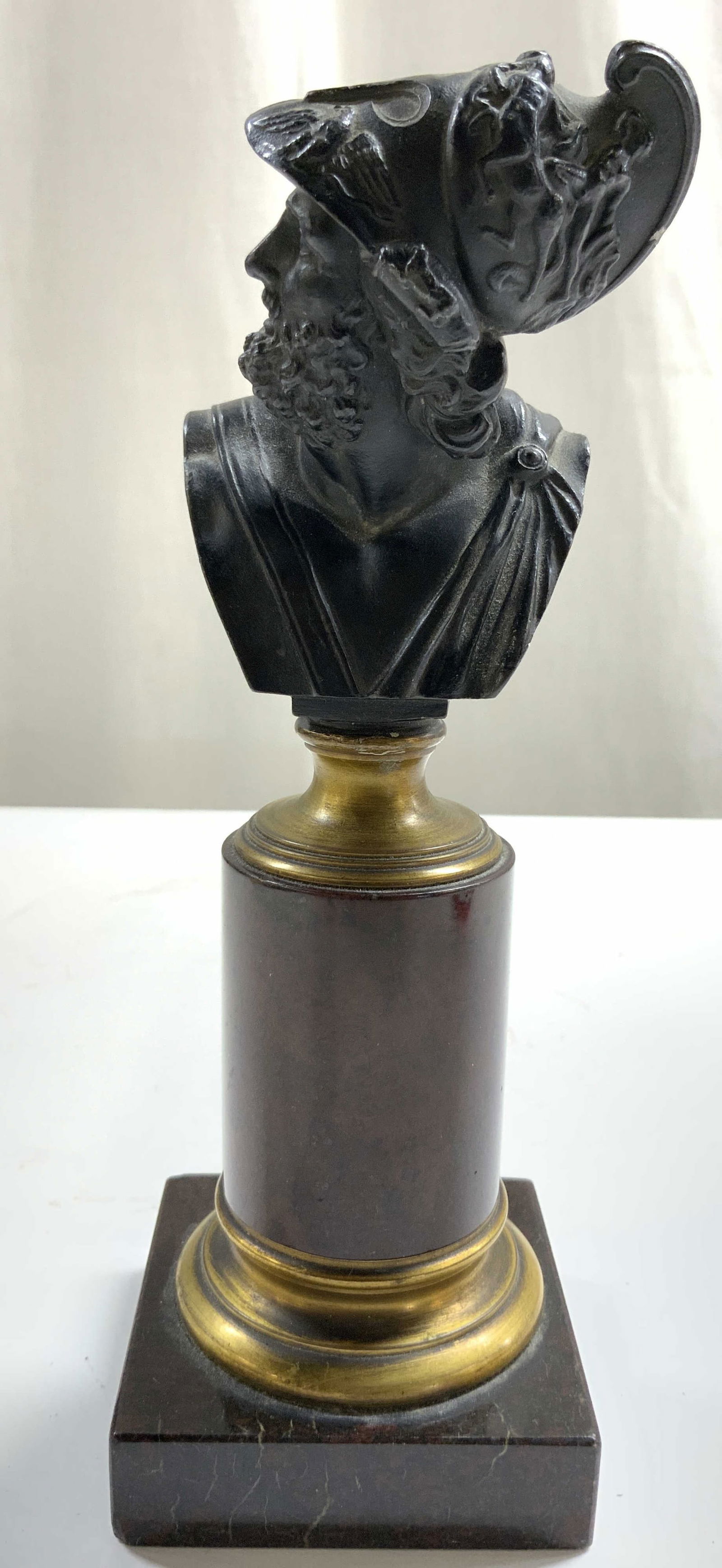 Vtg Bronze & Stone Bust of Menelaus King of Sparta (1 of 8)