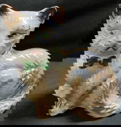 Vntg Nydia Lusterware Ceramic Cat Figurine BRAZIL