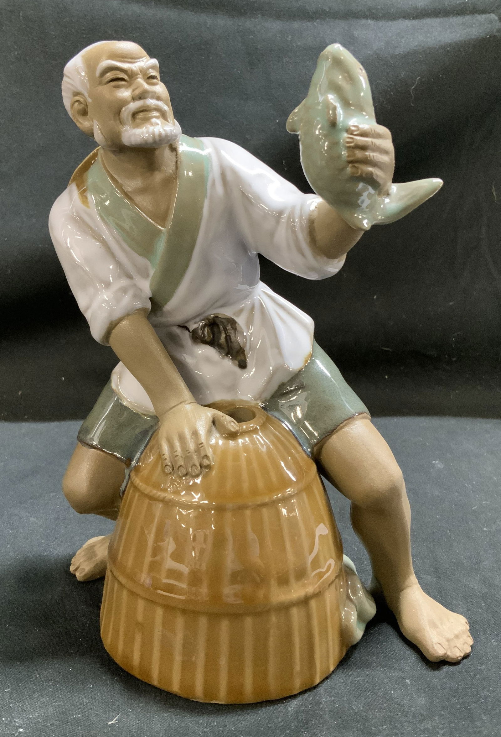 Vntg Chinese Mud Man Ceramic Figurine (1 of 6)