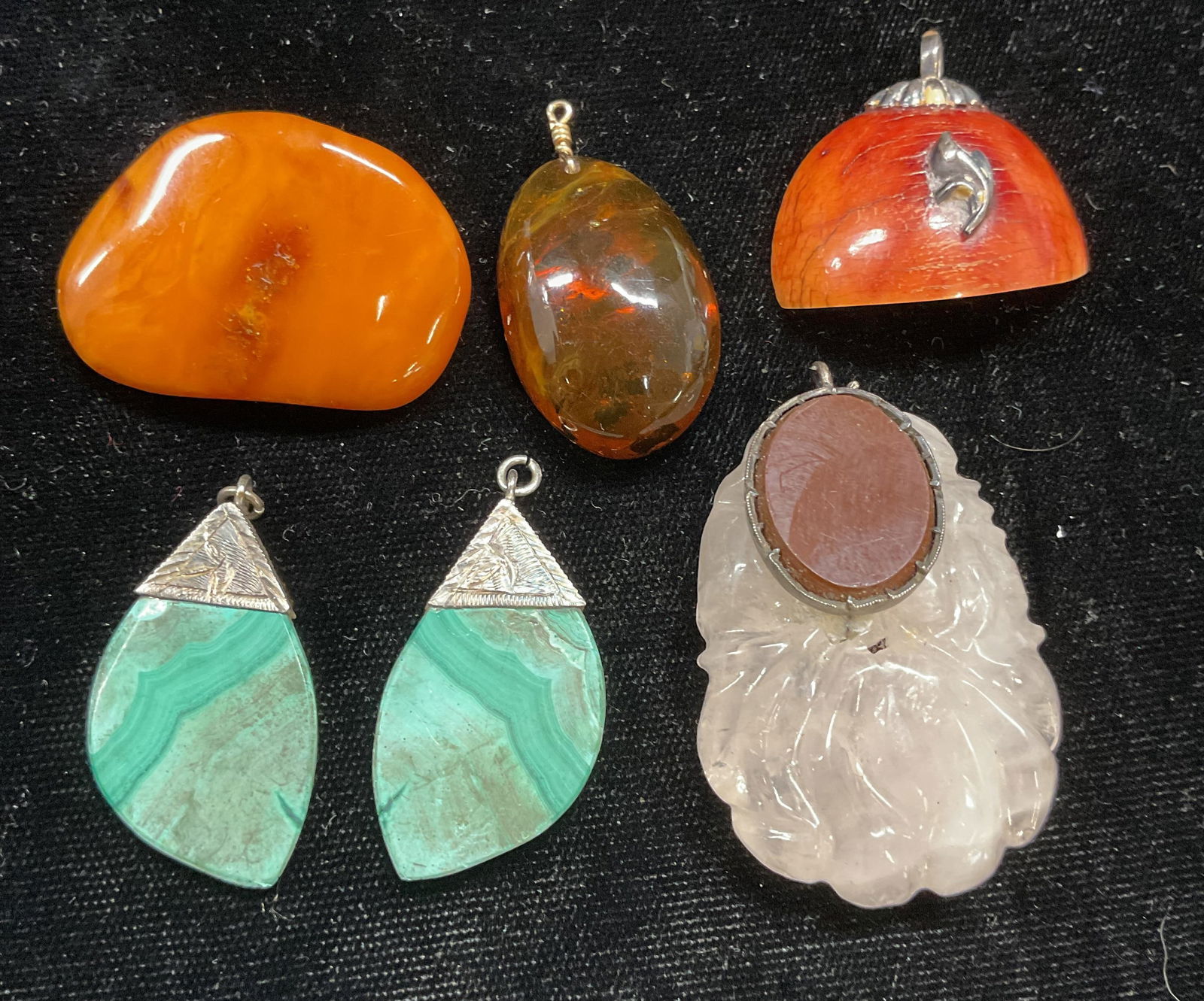 Lot 6 Coral, Amber, Semiprecious Pendants + (1 of 9)