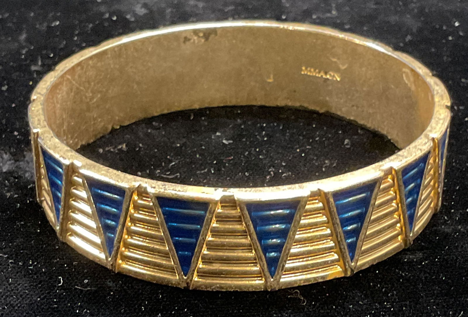 MMA Gold Tone Blue Enamel Bangle Bracelet (1 of 6)
