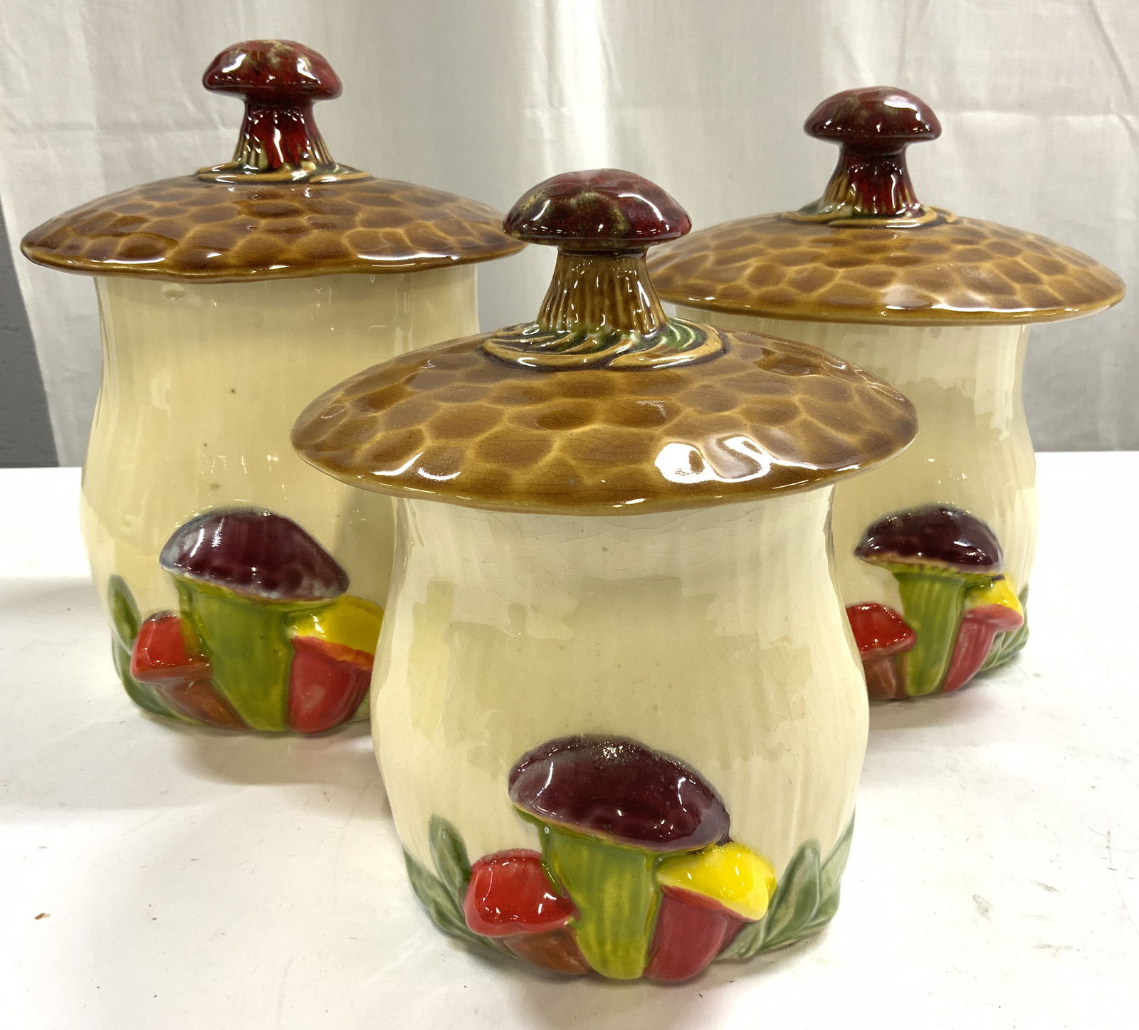 Set 3 McCoy Pottery 545 Mushroom Canisters (1 of 9)