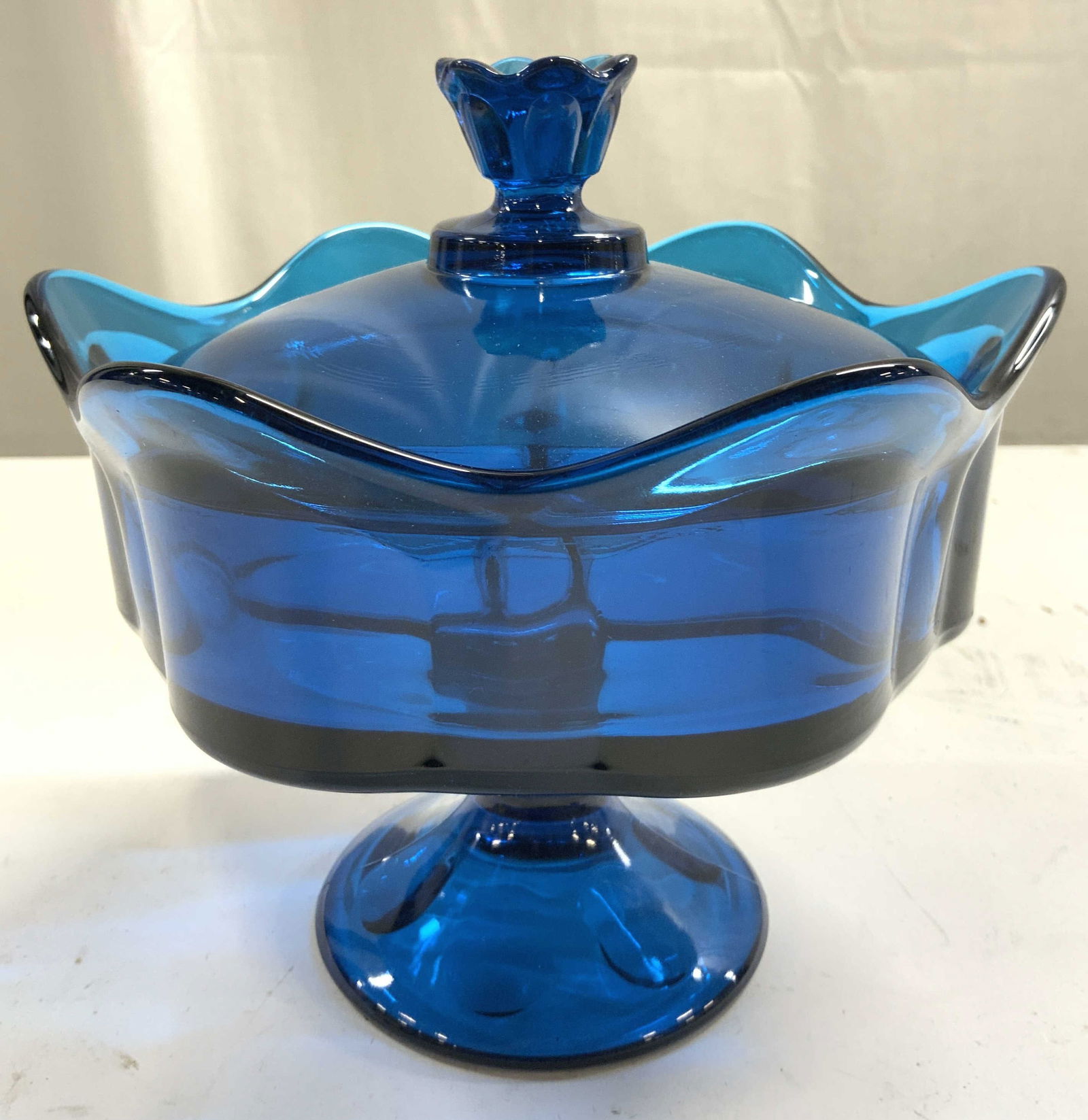 Viking Glass Bluenique Candy Dish W Lid (1 of 6)
