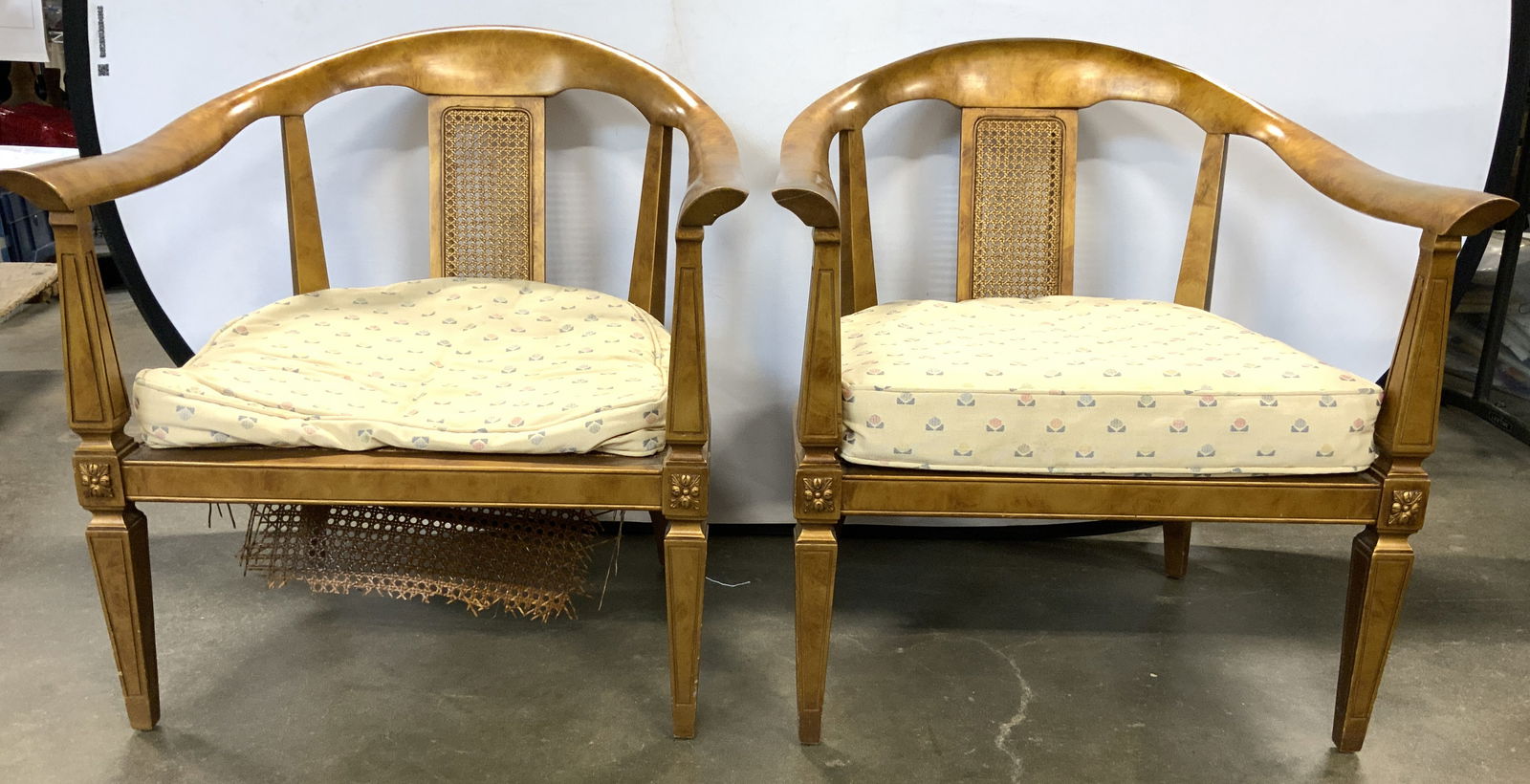 Vntg Pair Wooden Caned Accent Chairs (1 of 9)
