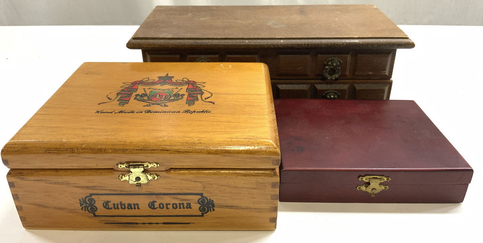 Lot 3 Vtg Assorted Wood Keepsake & Jwlry Boxes (1 of 13)