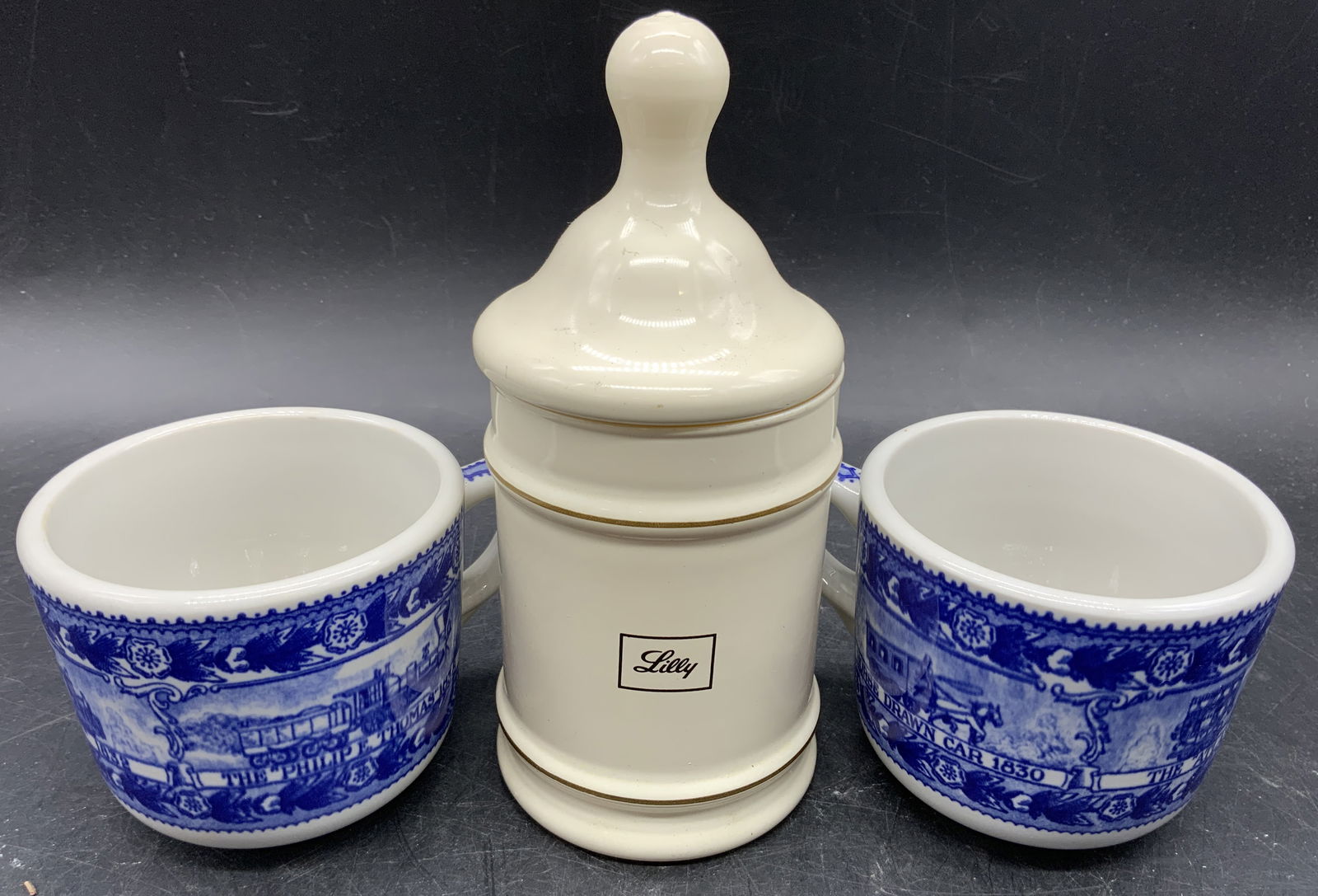 Lot3 SHENANGO CHINA Mugs & LILLY Porc Jar W Lid (1 of 7)