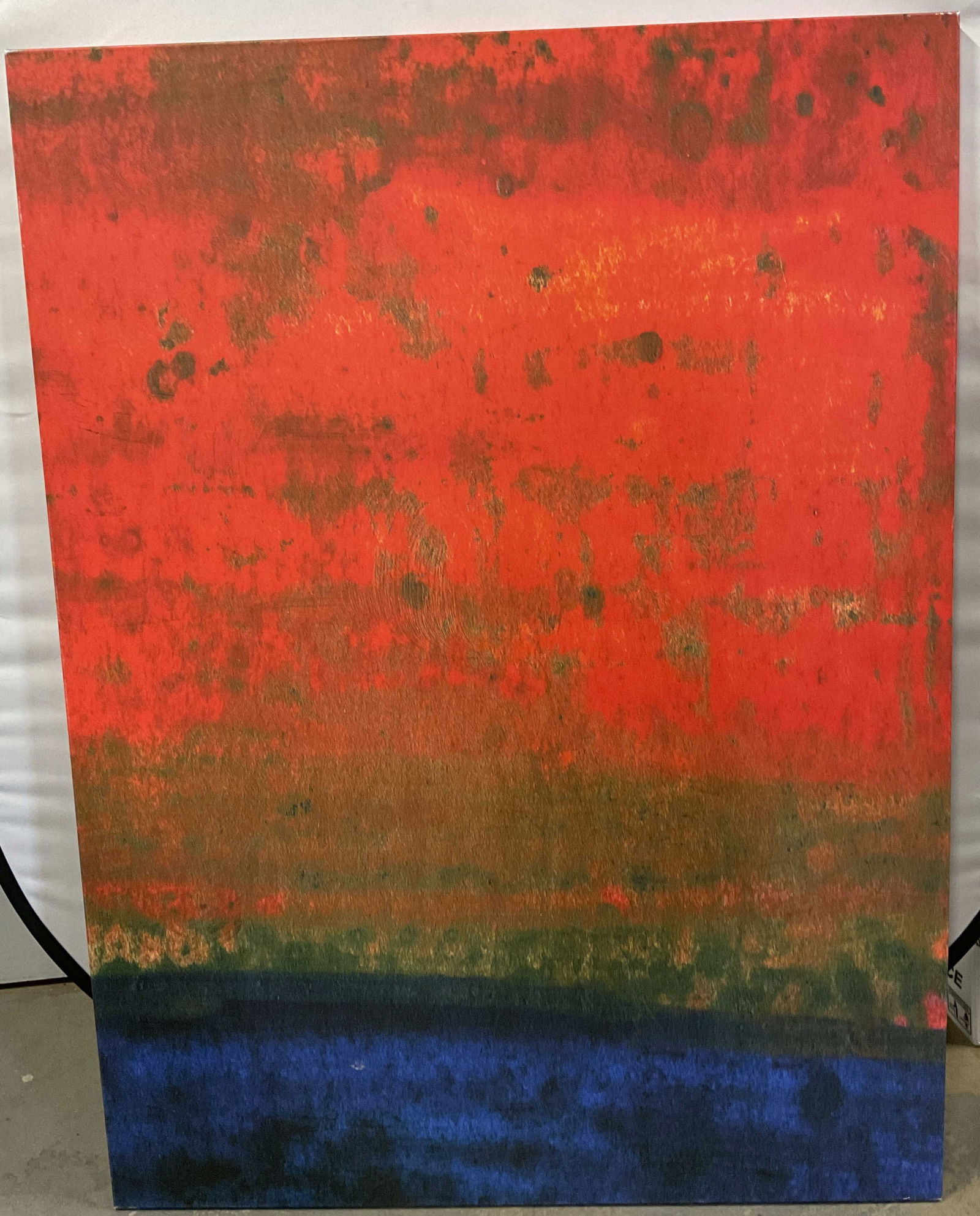 XL Abstract Red Blue Canvas Lithograph 58x43 In (1 of 6)