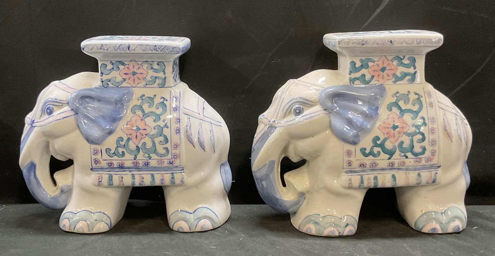 Pair Vintage Ceramic Elephant Jardiniere Stands (1 of 8)
