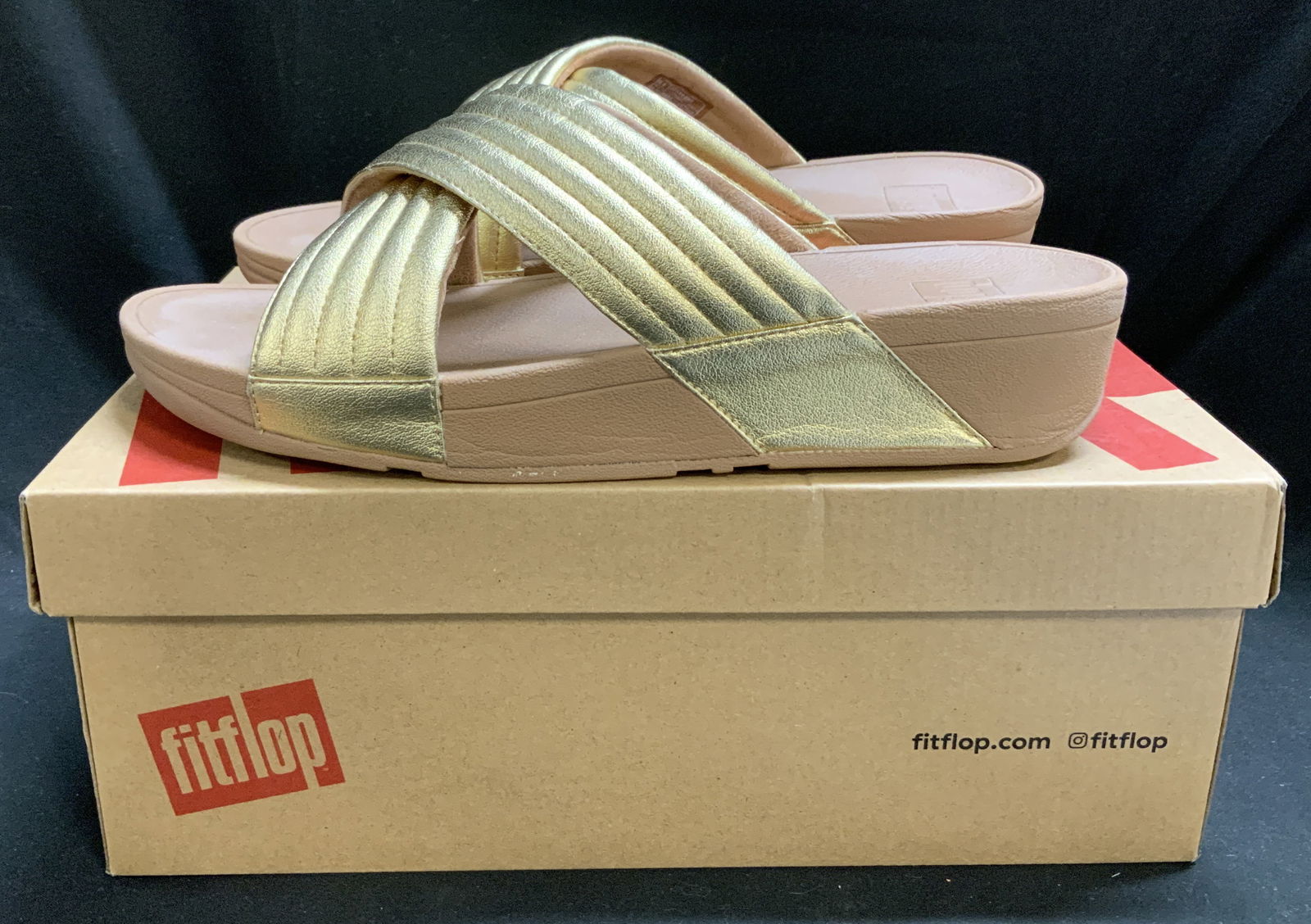 FITFLOP Lulu Padded Artisan Gold Slides W Box (1 of 7)