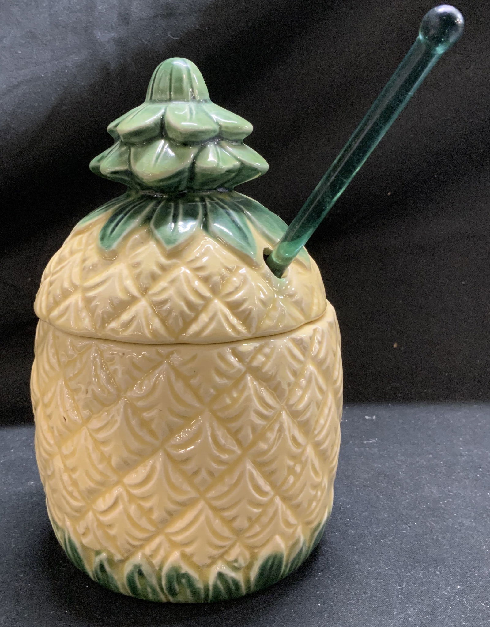 Vntg Orchids of Hawaii Tiki Pineapple Mug JAPAN: Vntg Orchids of Hawaii Tiki Pineapple Mug JAPAN Tiki mug is made of ceramic material & features a textured pineapple. Tiki mug features a circular insert for a glass stirring rod. Signed & marked on u