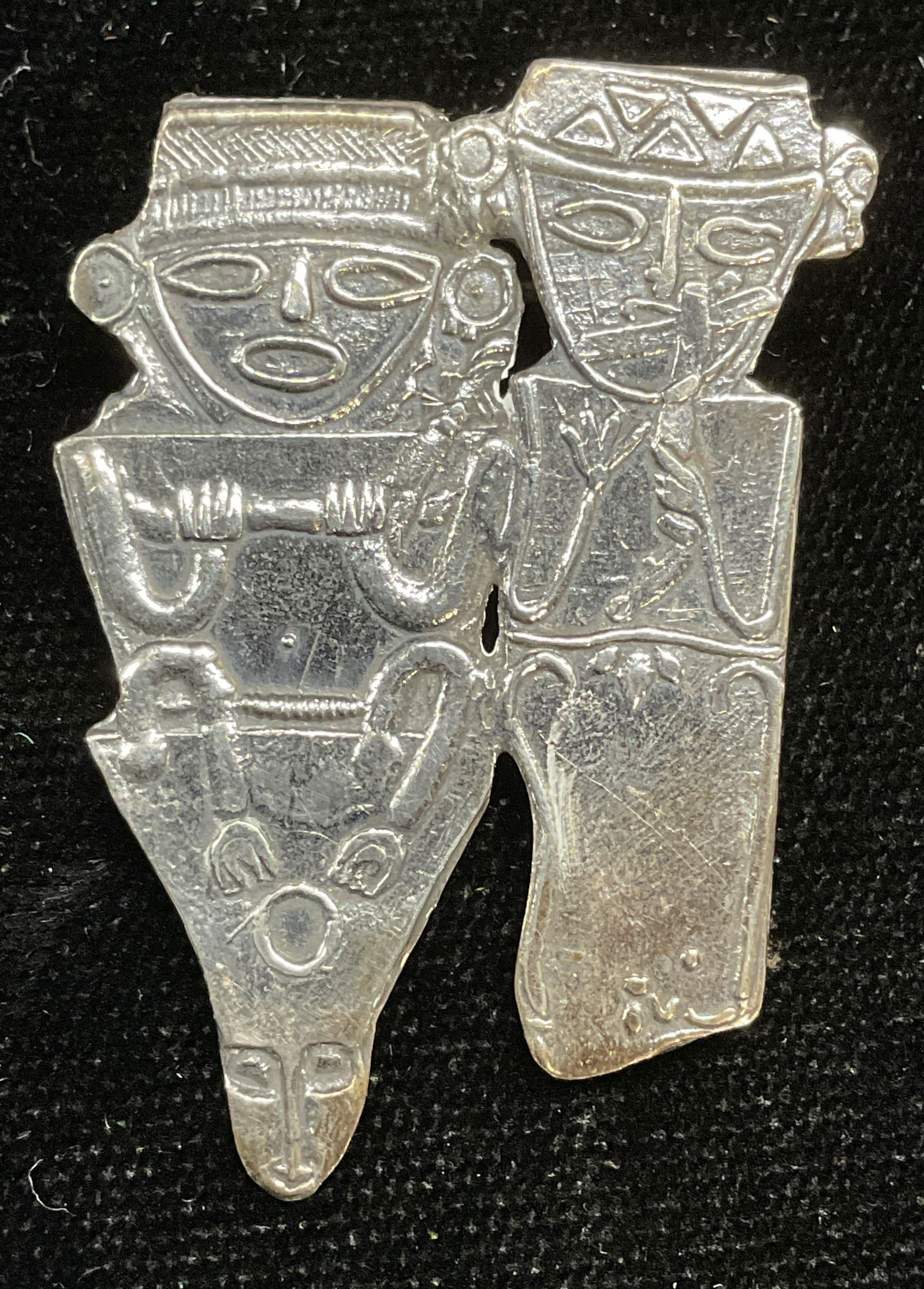 Vintage 900 Silver Tribal Figural Brooch (1 of 6)