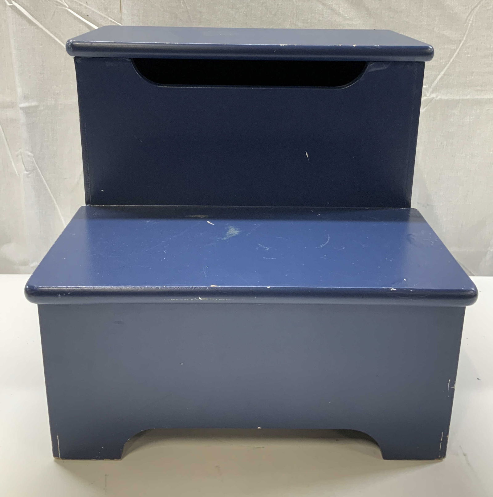 Wooden Blue Step Stool W Storage Compartment (1 of 8)