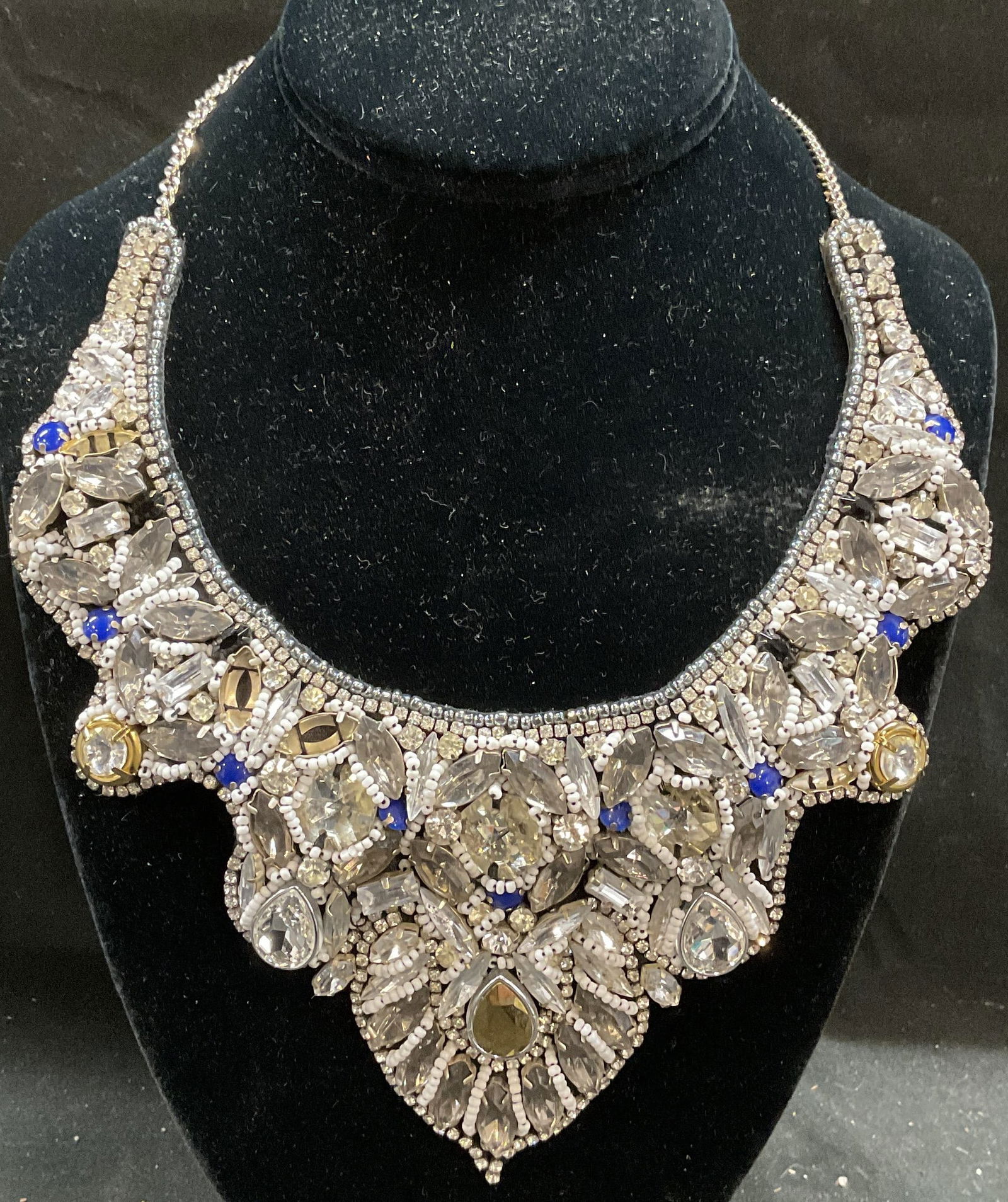 Vtg Crystal Beaded Statement Bib Necklace (1 of 7)