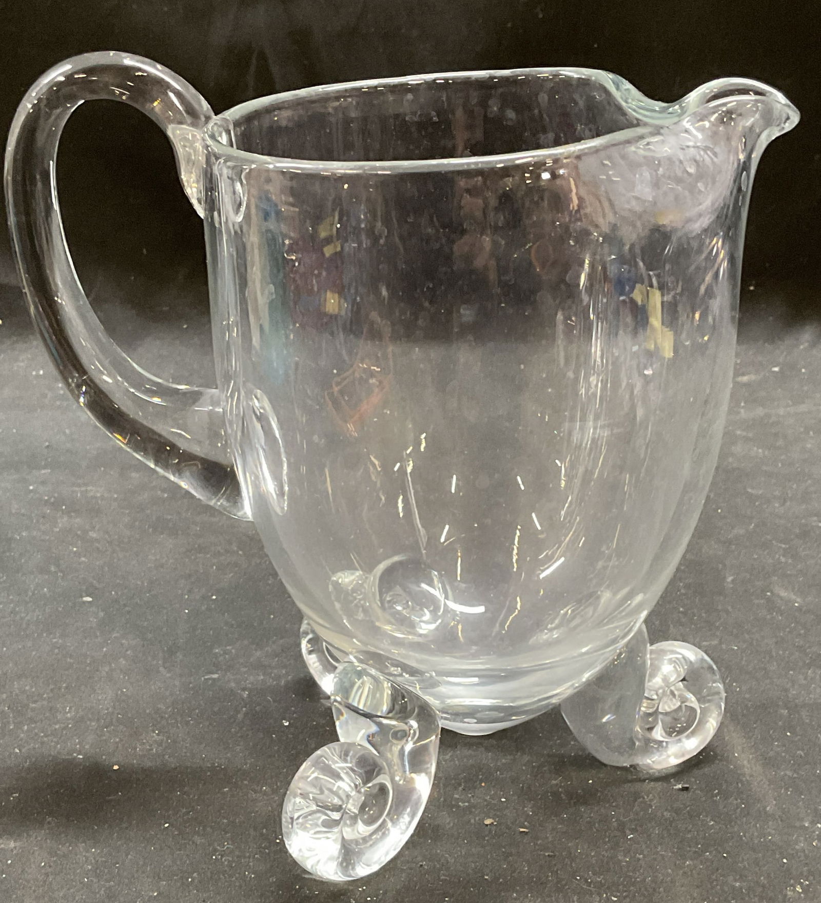 Vtg Hand Blown Crystal Scroll Foot Pitcher (1 of 6)