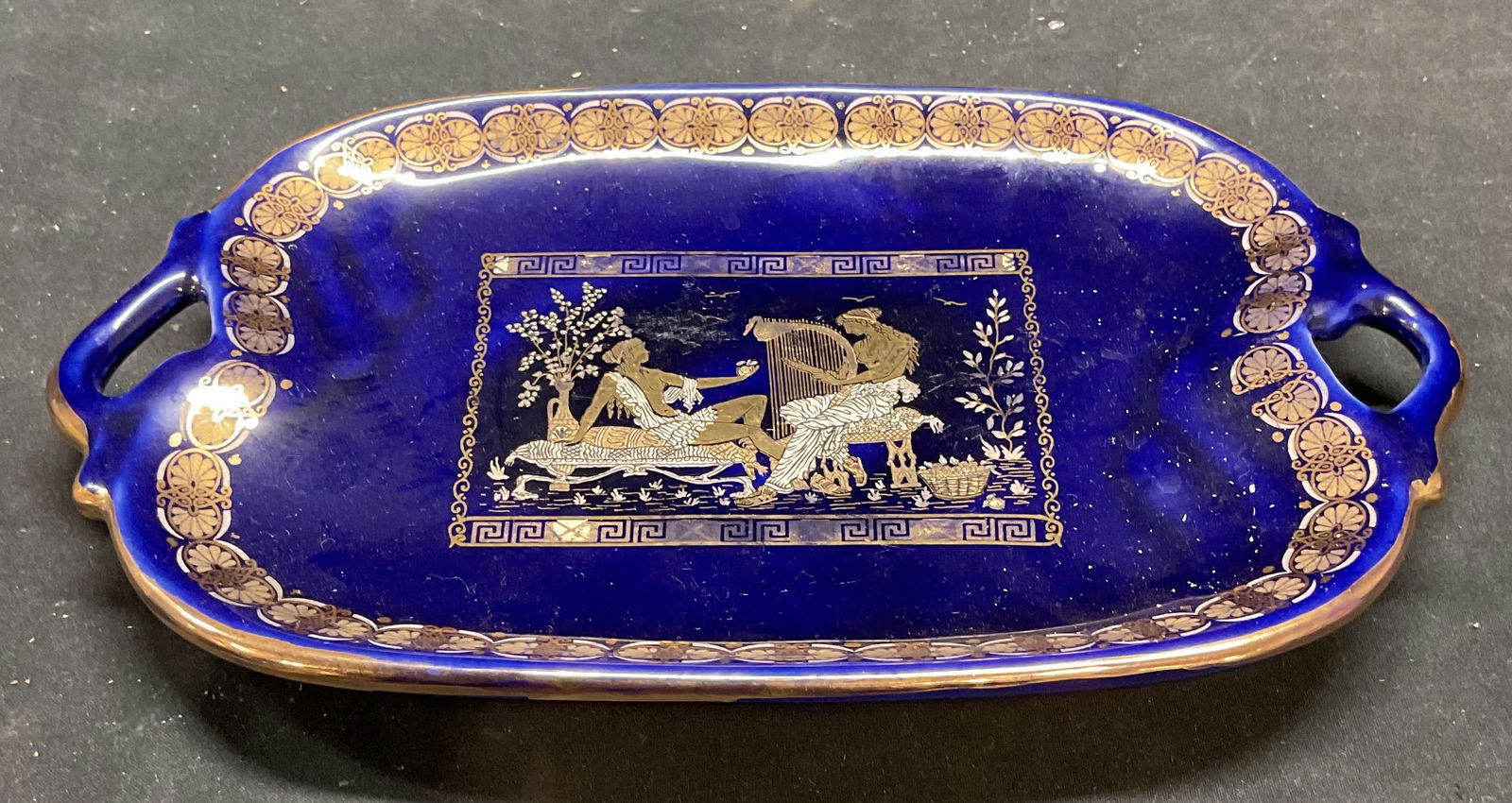 Xipolias 24k Gilt Cobalt Ceramic Platter, Greece (1 of 6)