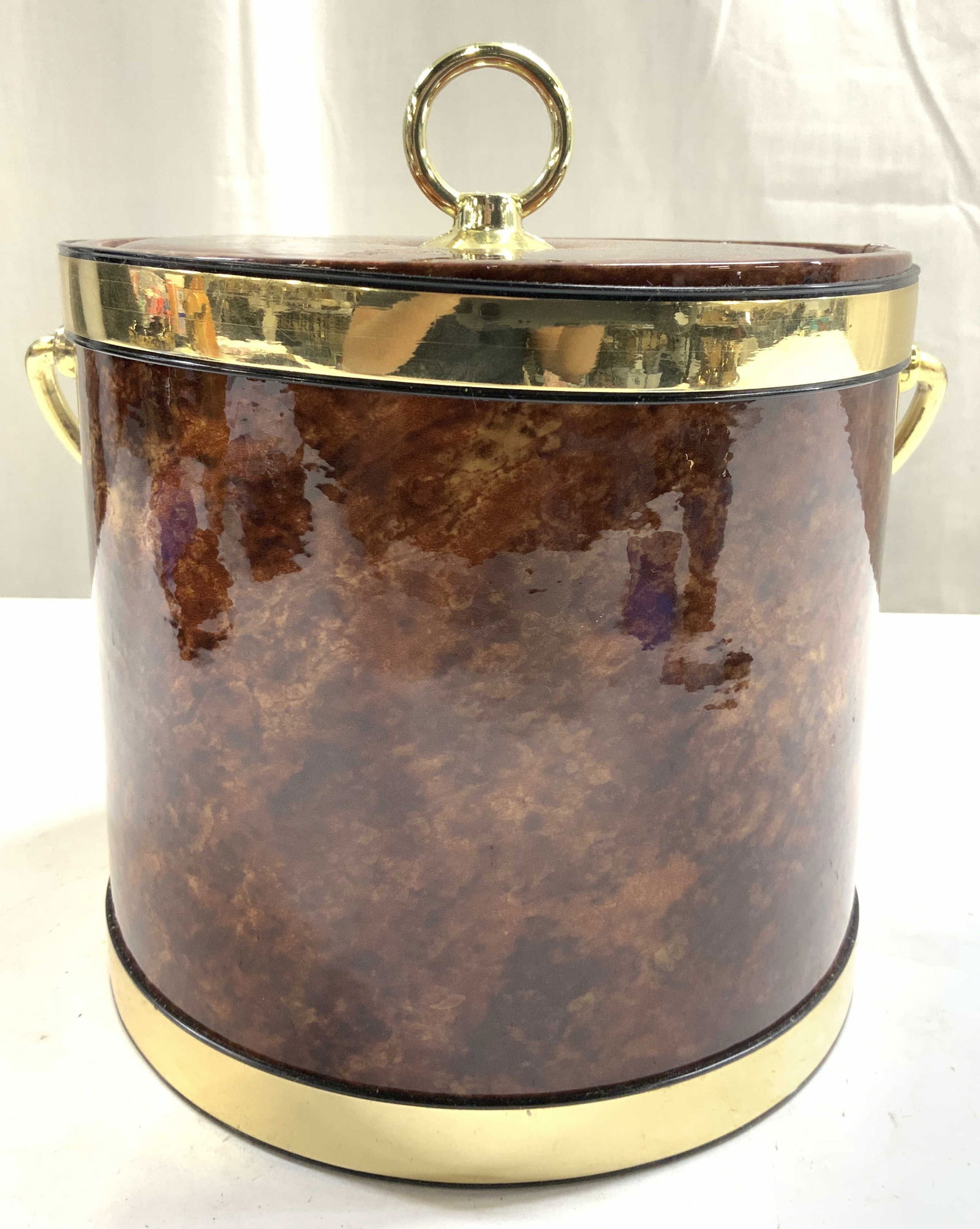 ERWYN FAUX TORTOISE Shell Ice Bucket W Lid (1 of 7)