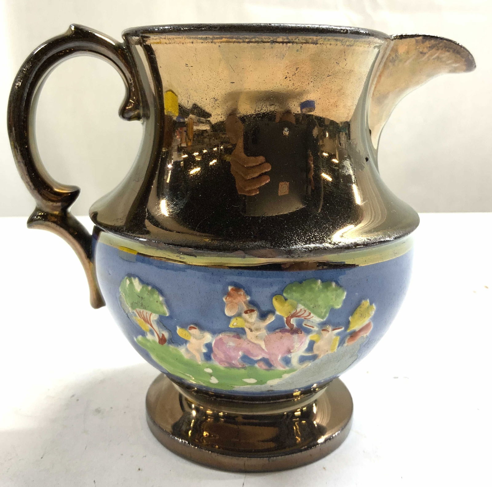 Atq Ceramic English Coppered Lusterware Pitcher (1 of 9)