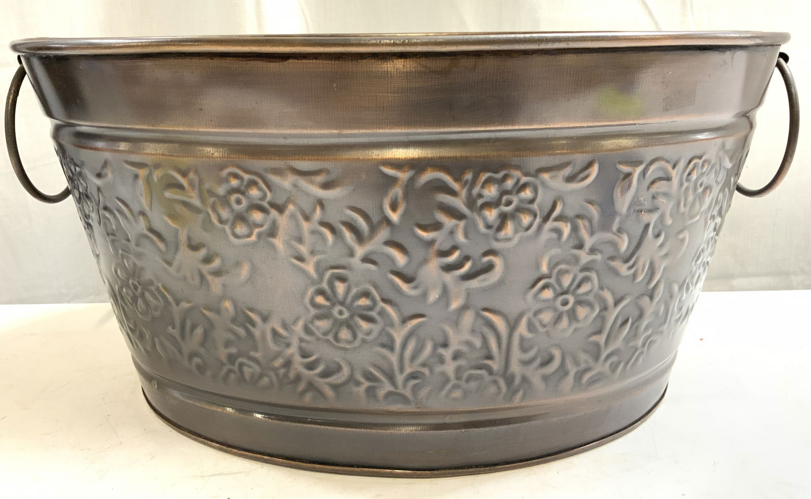 Coppered Metal Planter Vessel W Handles (1 of 8)