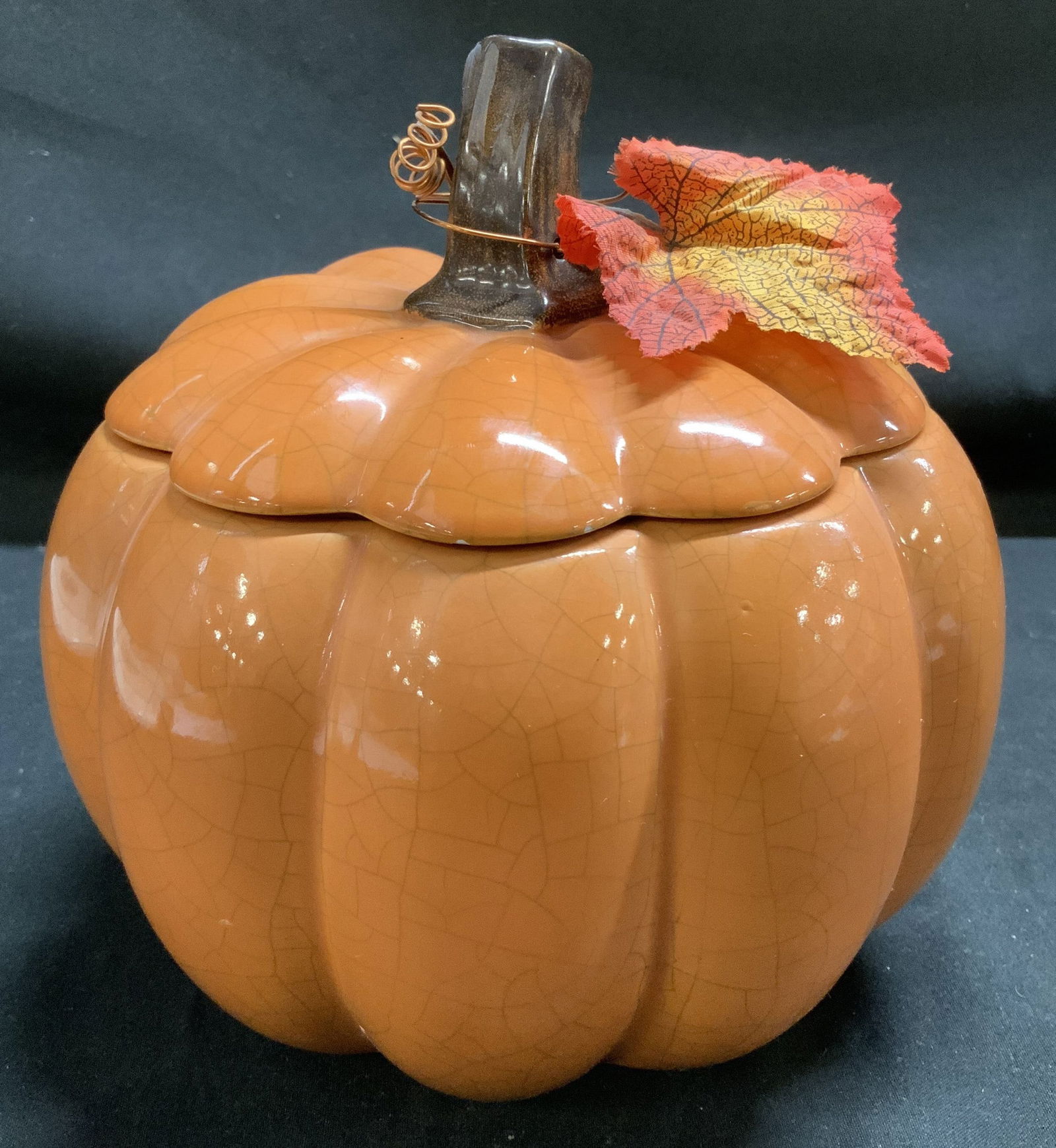 Vntg A Gift From FTD Ceramic Pumpkin Candy Jar (1 of 6)