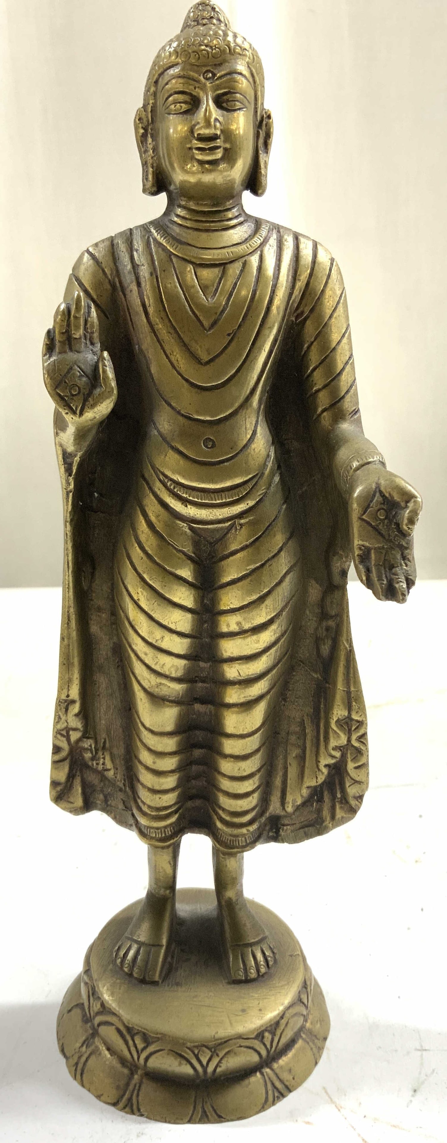 Standing Brass Buddha Figure In Abhaya Mudra (1 of 8)