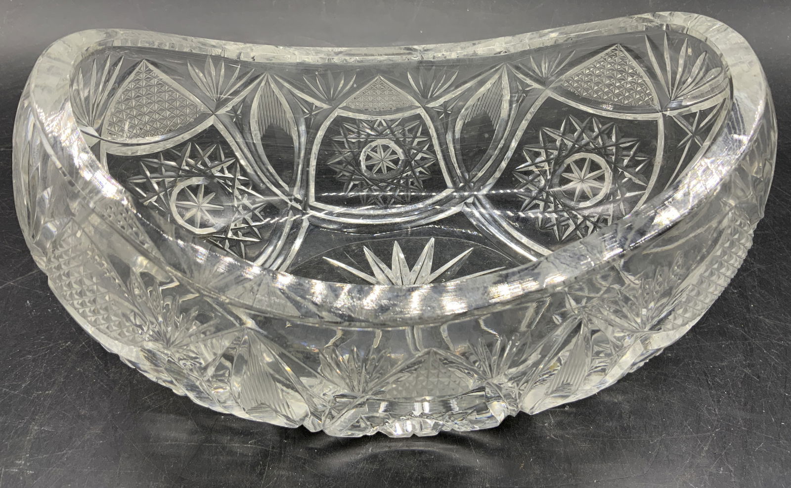 Vintage Boat Form Cut Crystal Bowl (1 of 7)