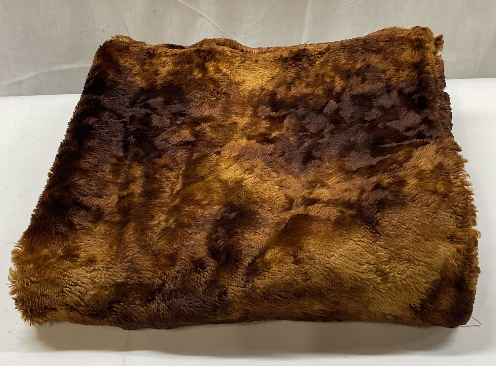 Vintage Brown Faux Fur Throw Rug (1 of 6)