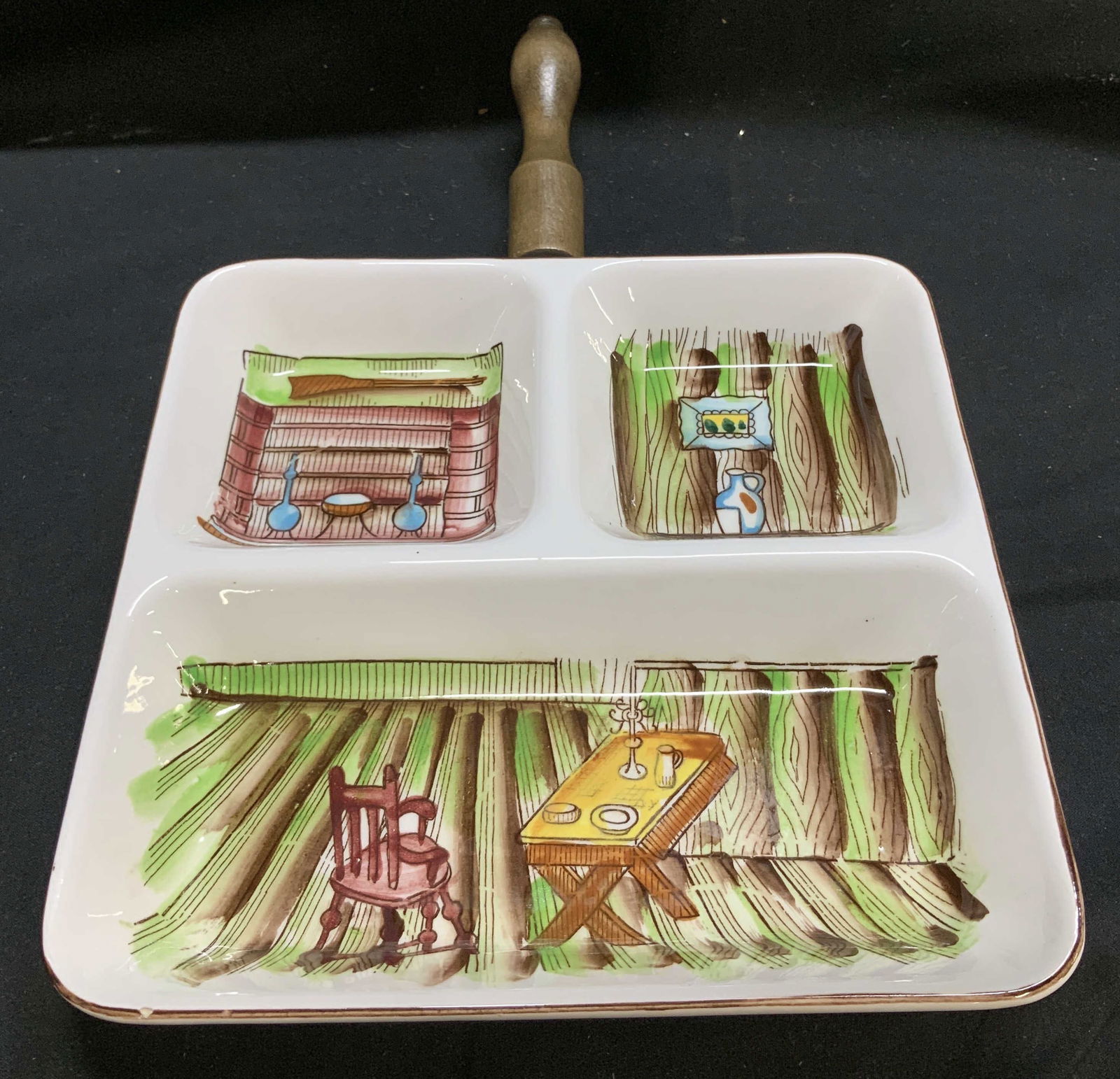 Davar 3Section Divided Serving Dish W Handle JAPAN (1 of 6)