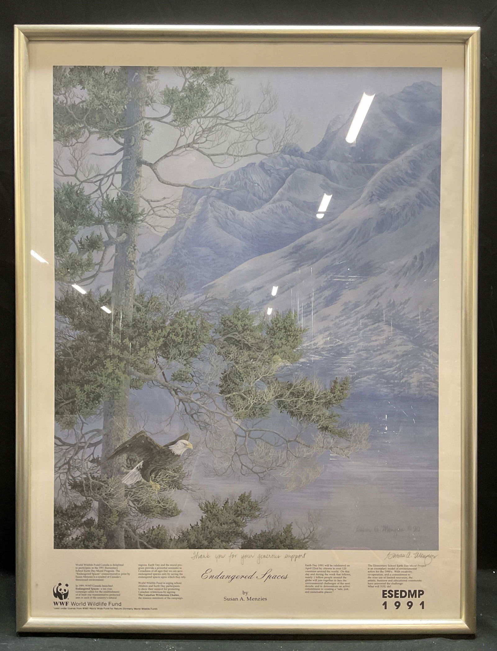 Signed Susan Menzies Bald Eagle Litho WWF 1991 (1 of 6)