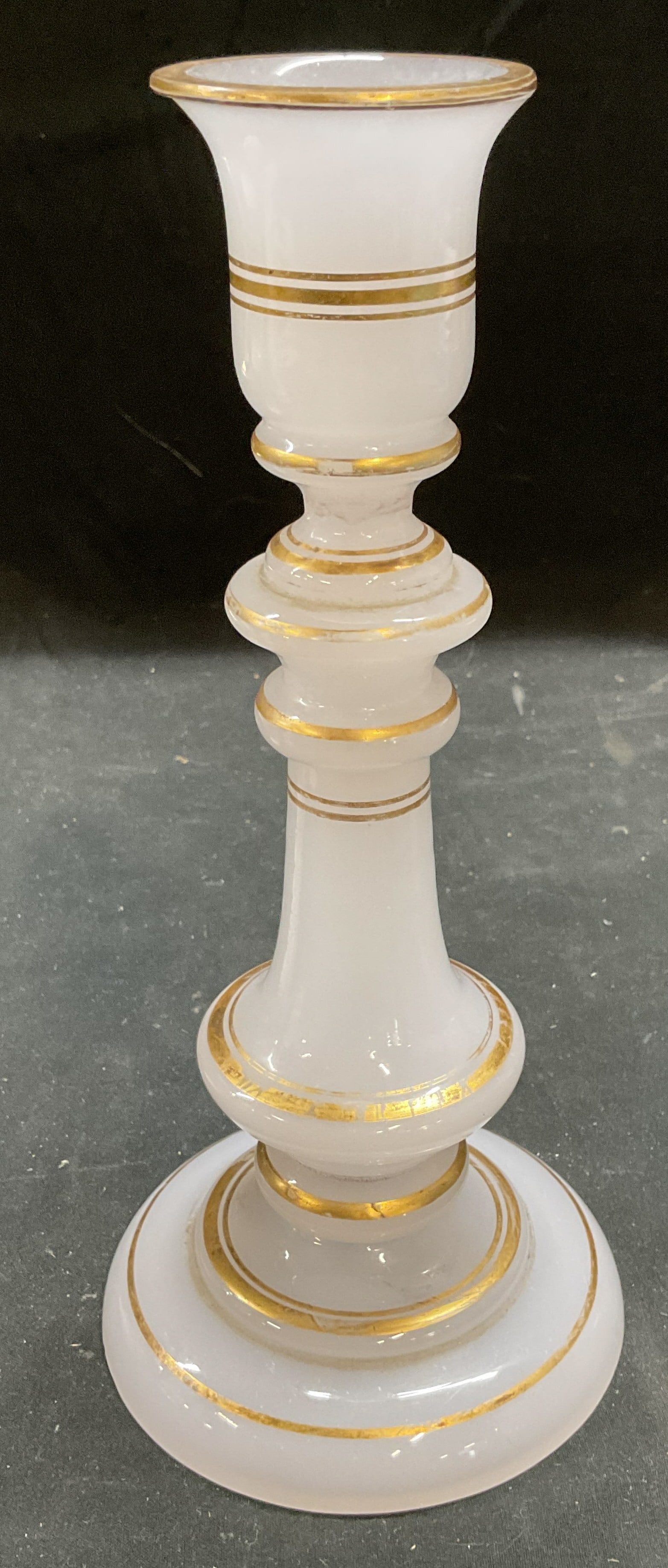 Vintage White Opaline Gilt Glass Candlestick (1 of 7)