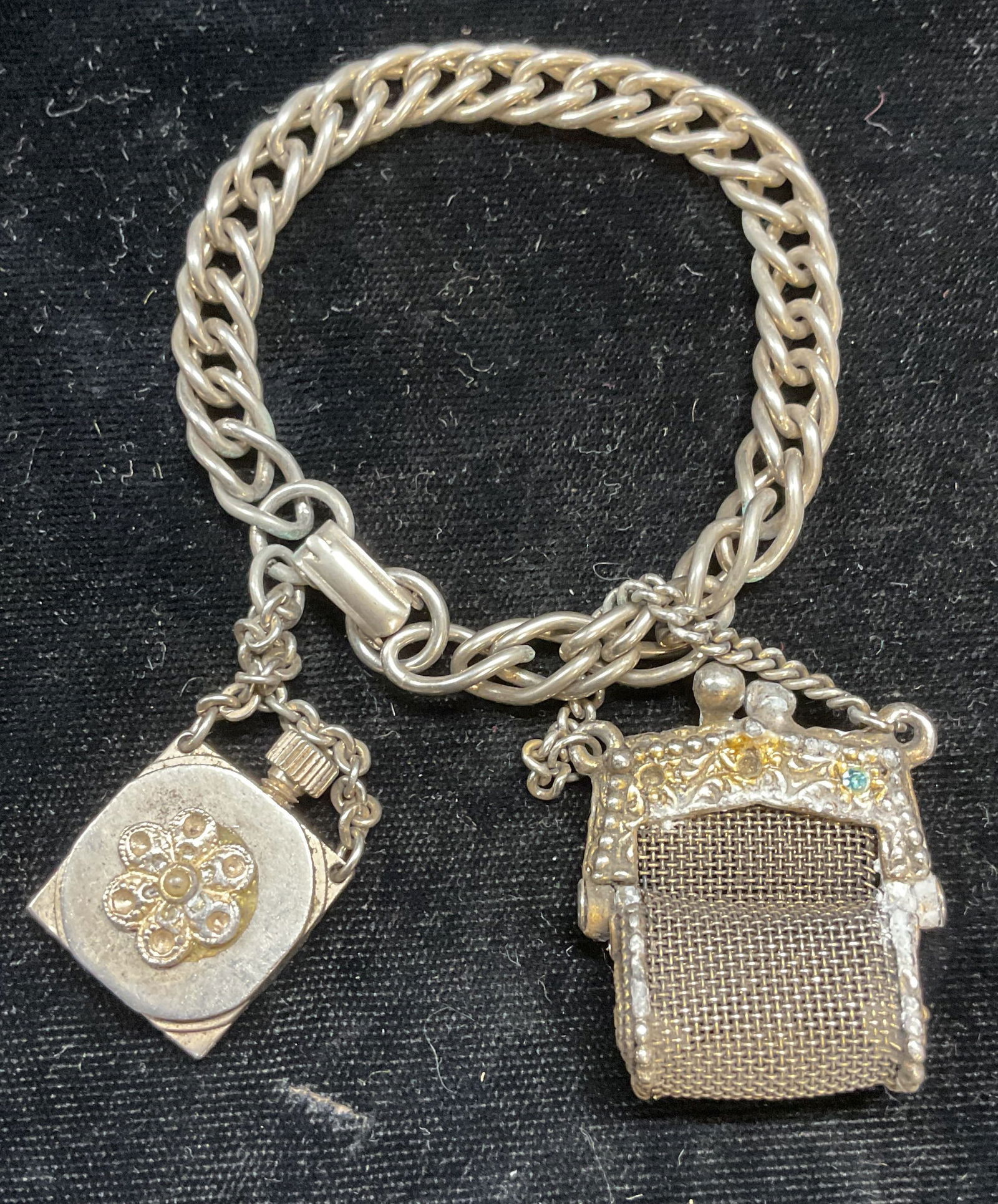 Vintage Silver Tone Purse Snuff Bottle Bracelet (1 of 6)
