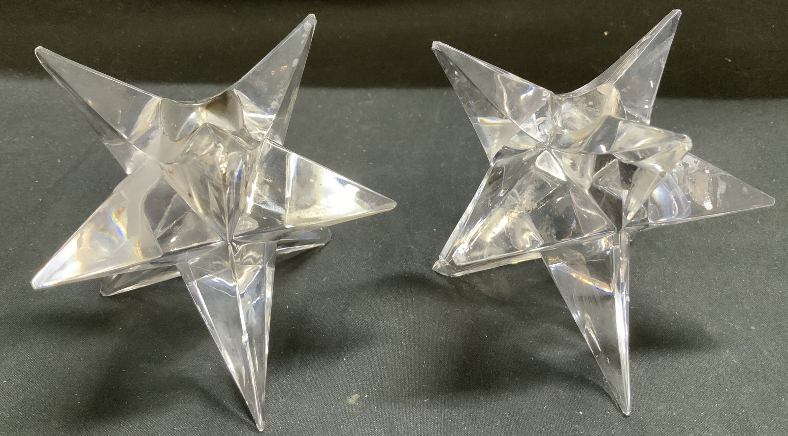 Vntg Pair Rosenthal Crystal Star Candle Holders (1 of 7)