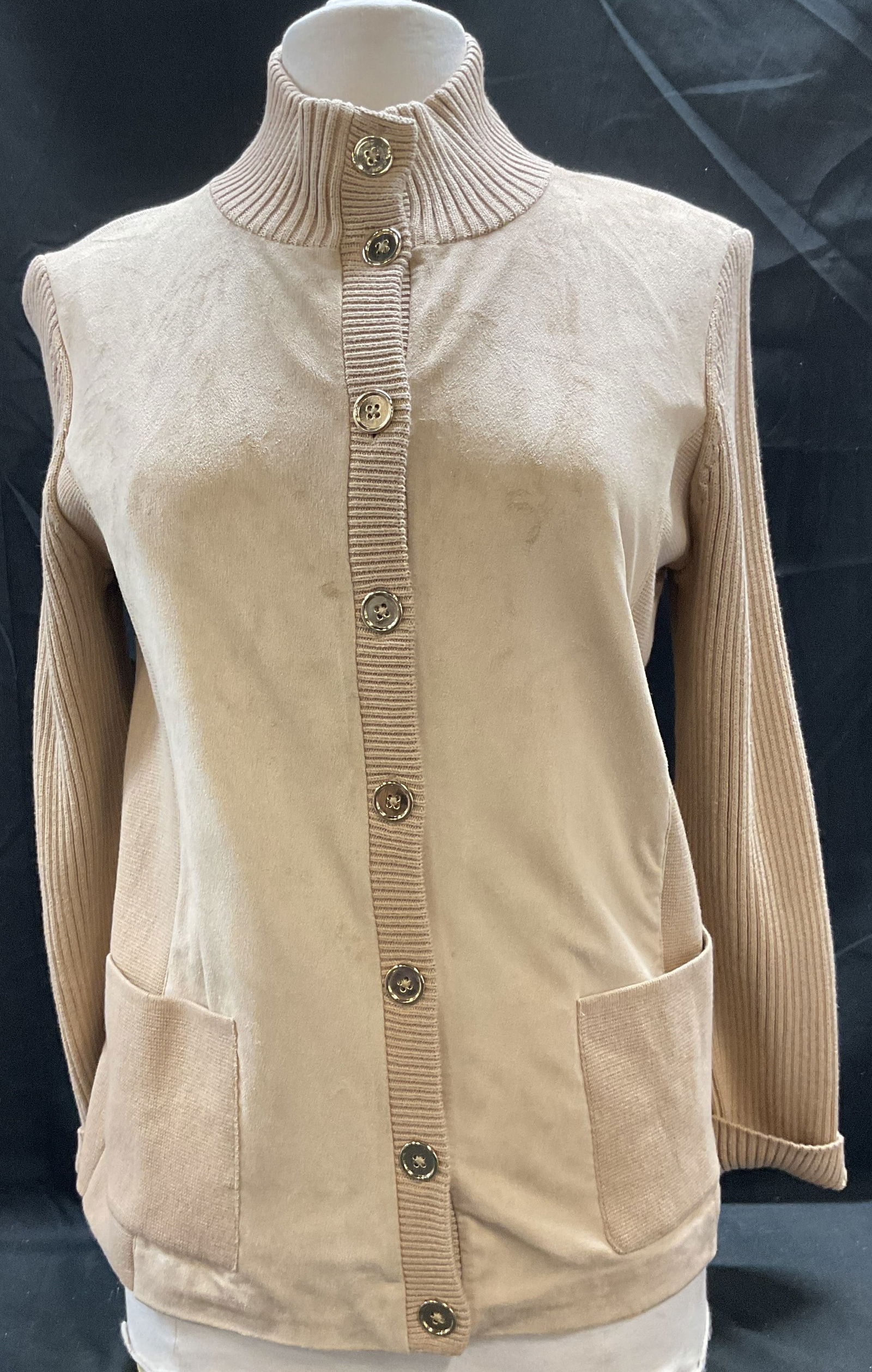 Jones New York Tan Cotton Cardigan Sweater (1 of 6)