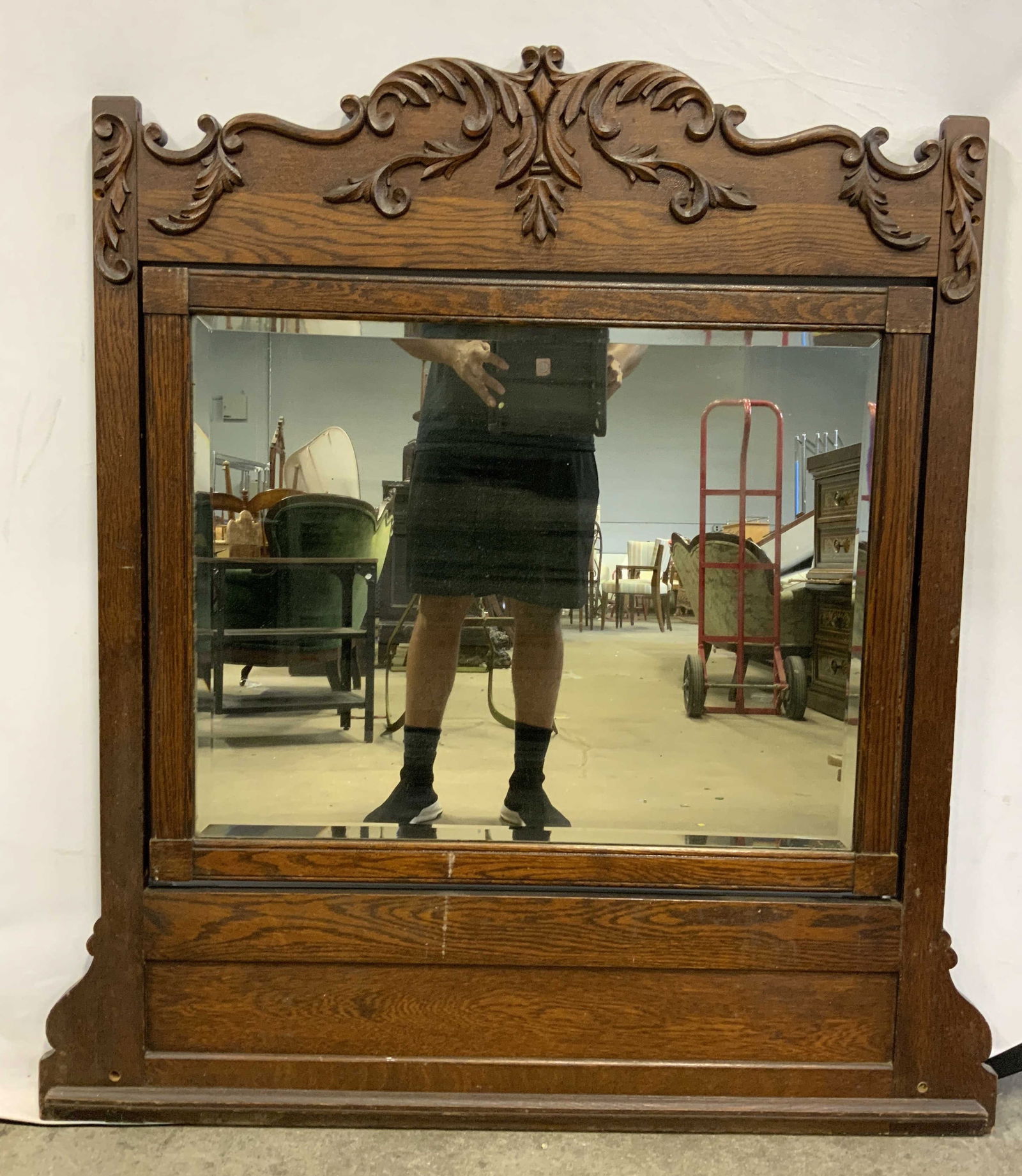 Vintage Carved Wood Frame Wall Mirror (1 of 8)