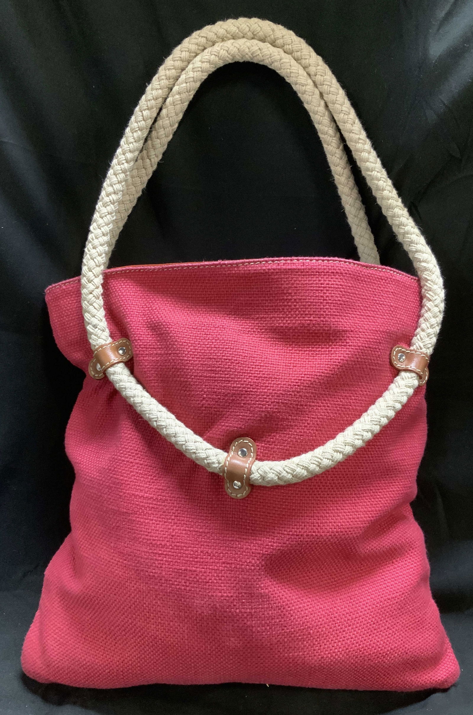 J.Mc Laughlin Red Tote Bag W Rope Handles (1 of 7)