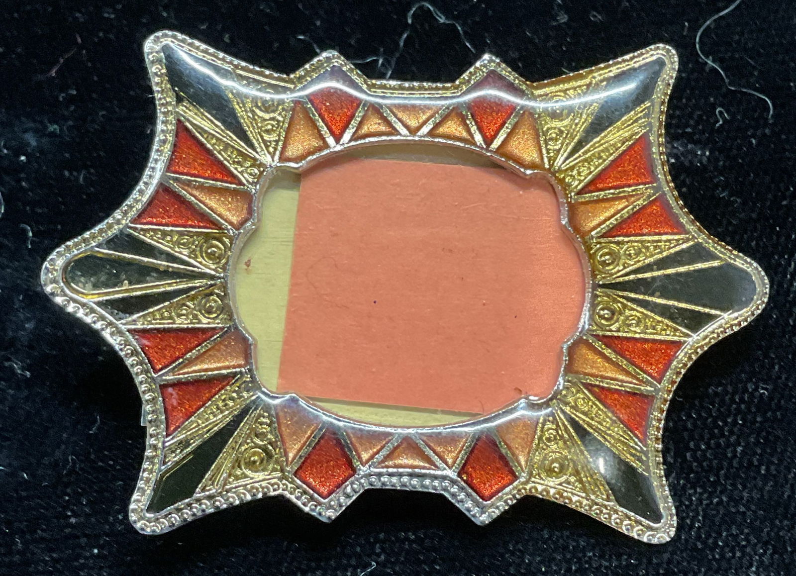 LMC Silver Tone Enamel Frame Brooch (1 of 6)