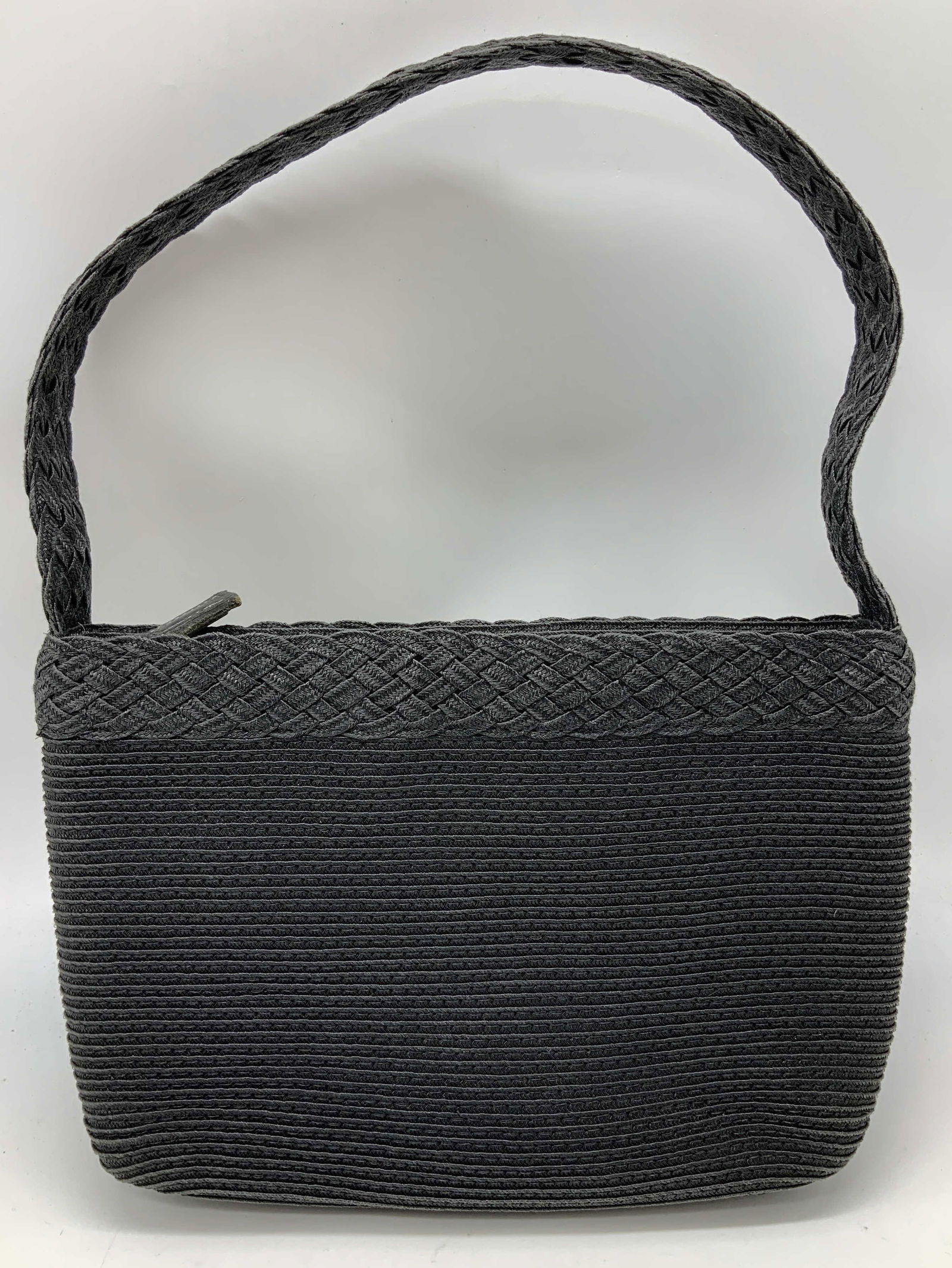 Vntg Eric Javits N.Y. Black Canvas Shoulder Bag (1 of 6)