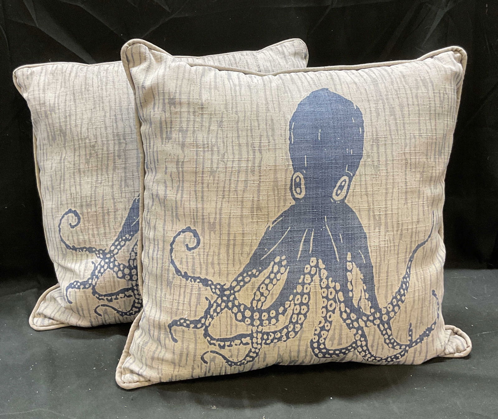 Pair Blue Octopus Print Throw Pillows (1 of 6)