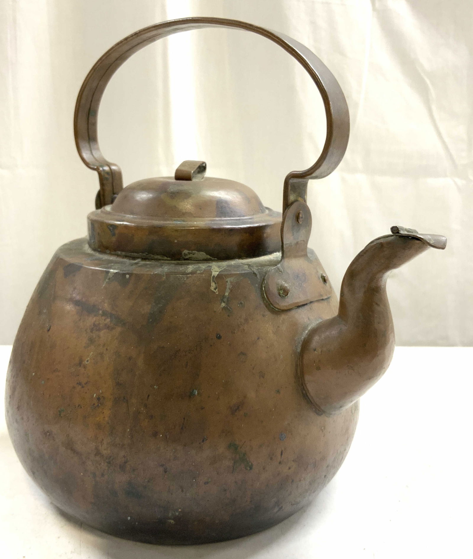 Antique Copper Teapot w Lid & Handle (1 of 8)
