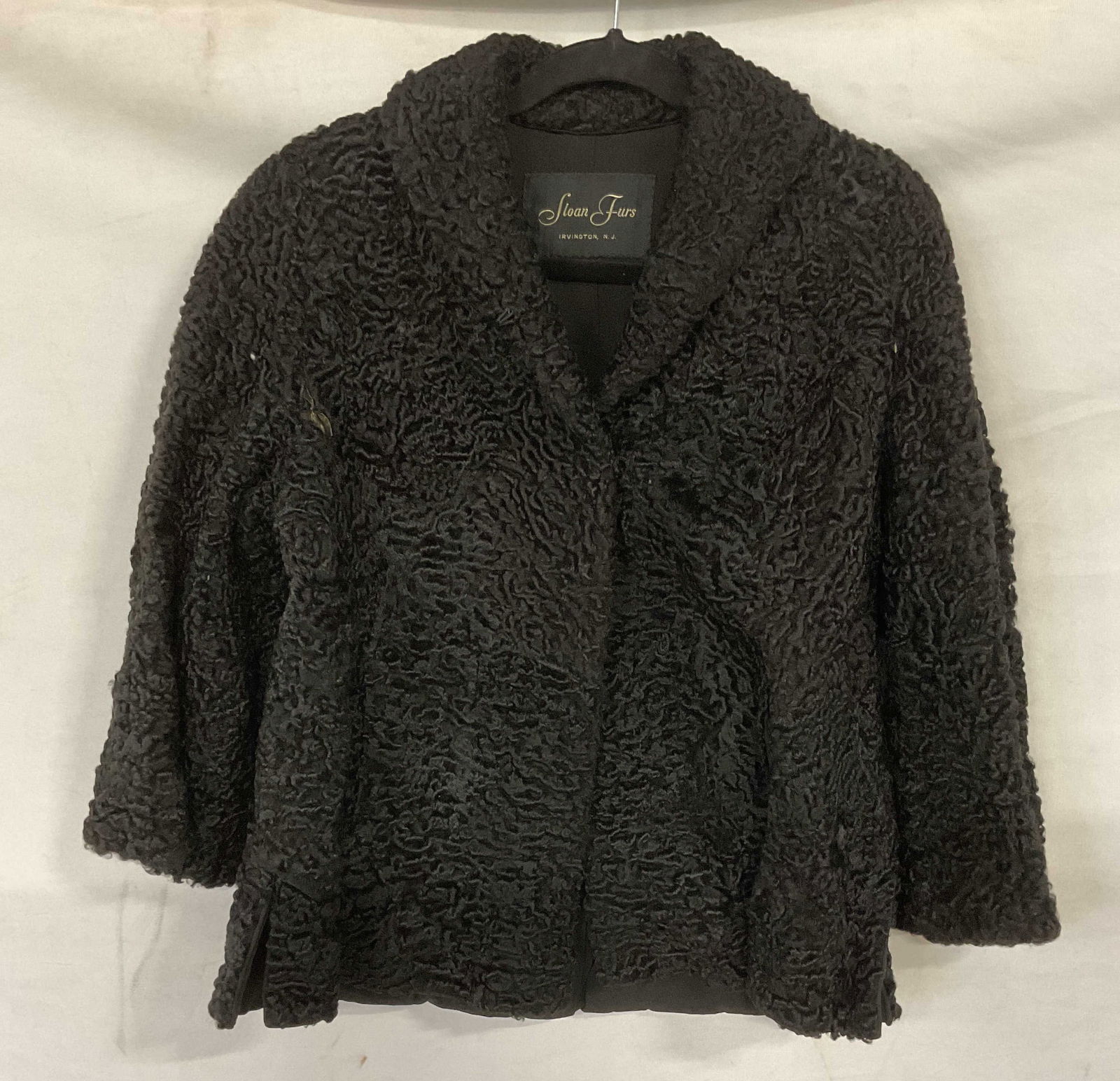 Vintage Sloan Furs Black Curly Lamb Fur Coat (1 of 7)
