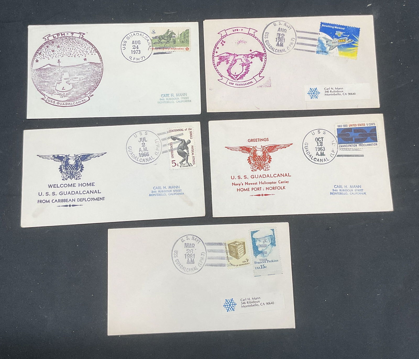 5 Vintage US Navy Guadalcanal Covers/Stamps (1 of 10)