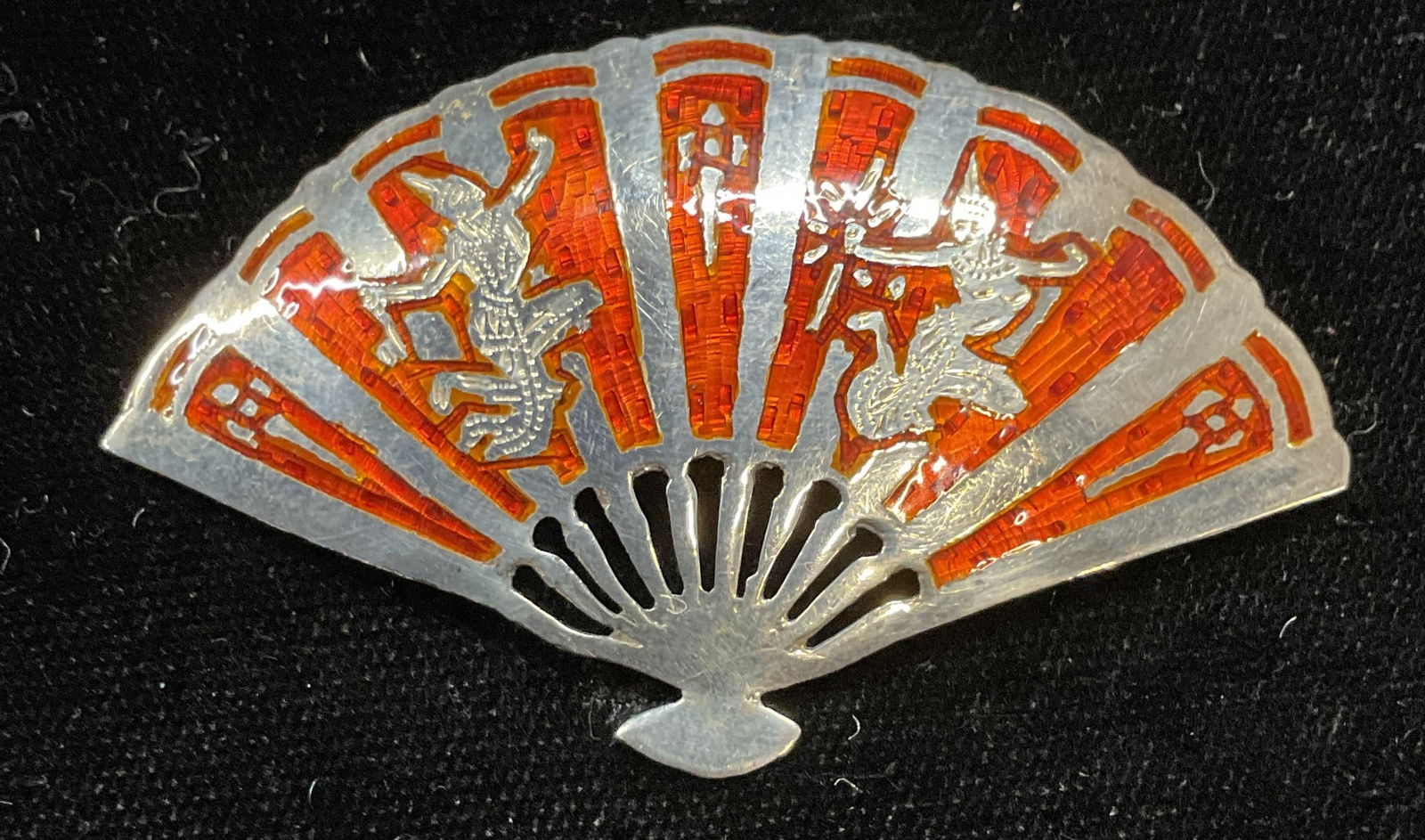 Vintage Sterling Silver Thai Fan Brooch (1 of 6)