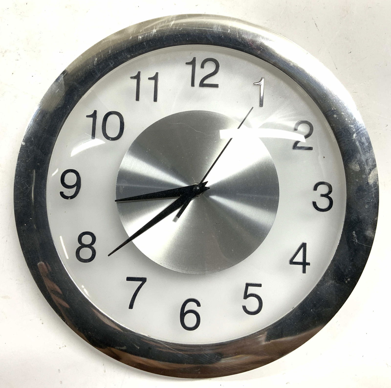 Brushed Metal Style Plastic Wall Clock (1 of 6)