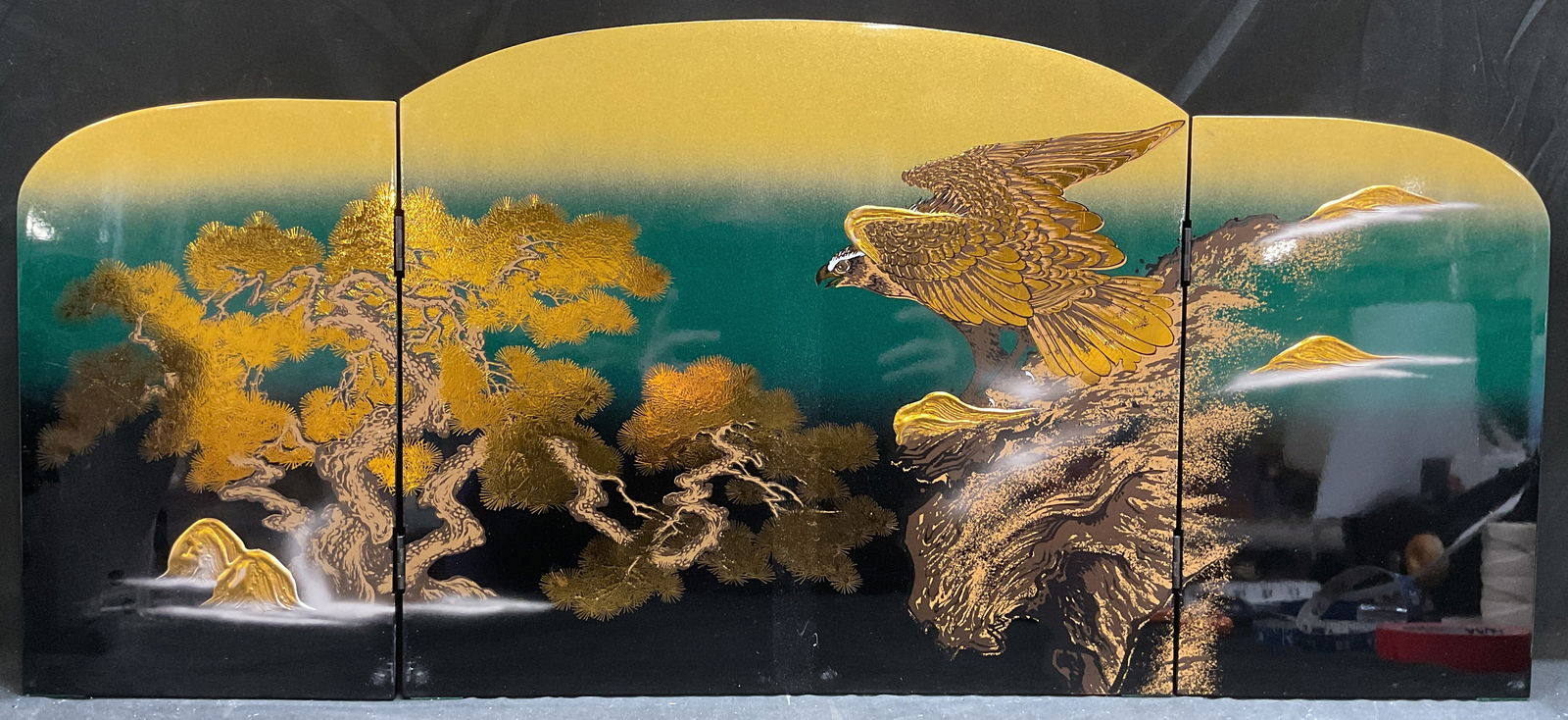 Gilt Landscape Eagle Triptych Panel (1 of 6)